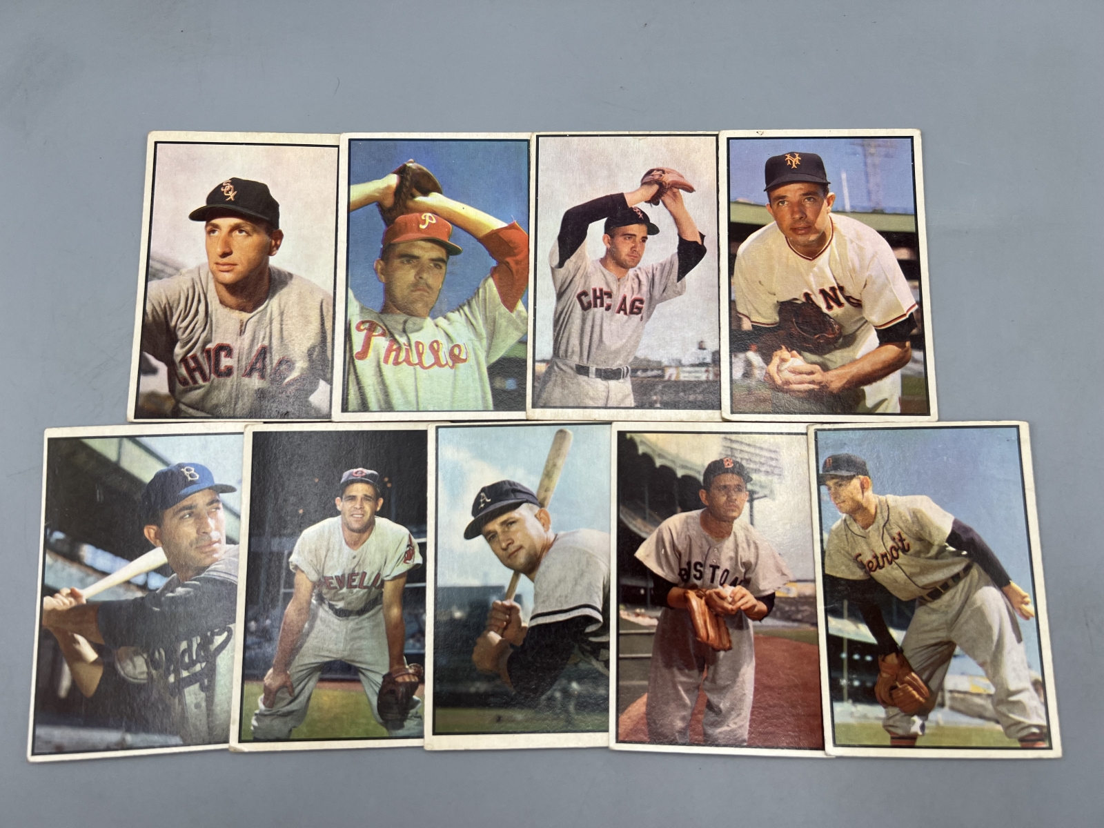(9) 1953 Bowman Color Baseball Cards - Varying Conditions