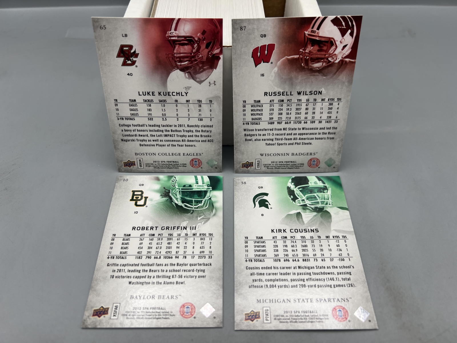 2012 Upper Deck SP Authentic Football Complete 100 Card Set W/ Russell Wilson RC, Kirk Cousins RC, Luke Kuechly RC, & Robert Griffin III RC