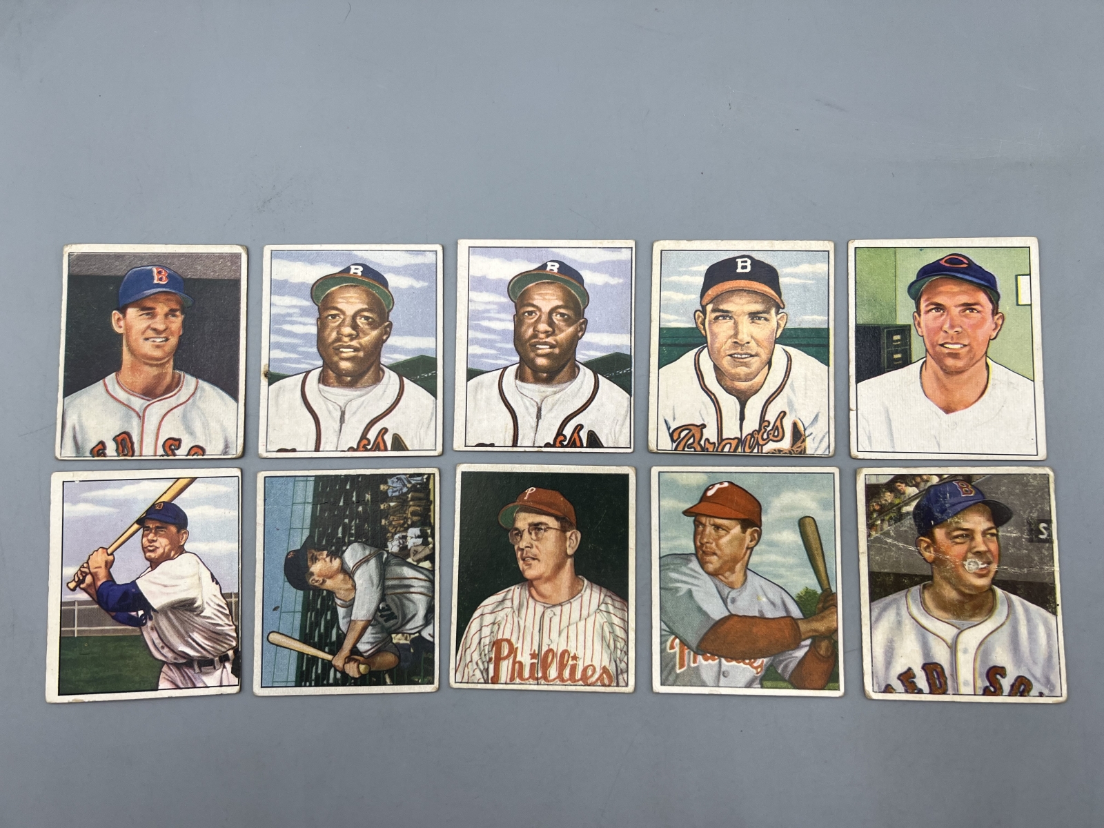 (10) 1950 Bowman Baseball Cards - Varying Conditions