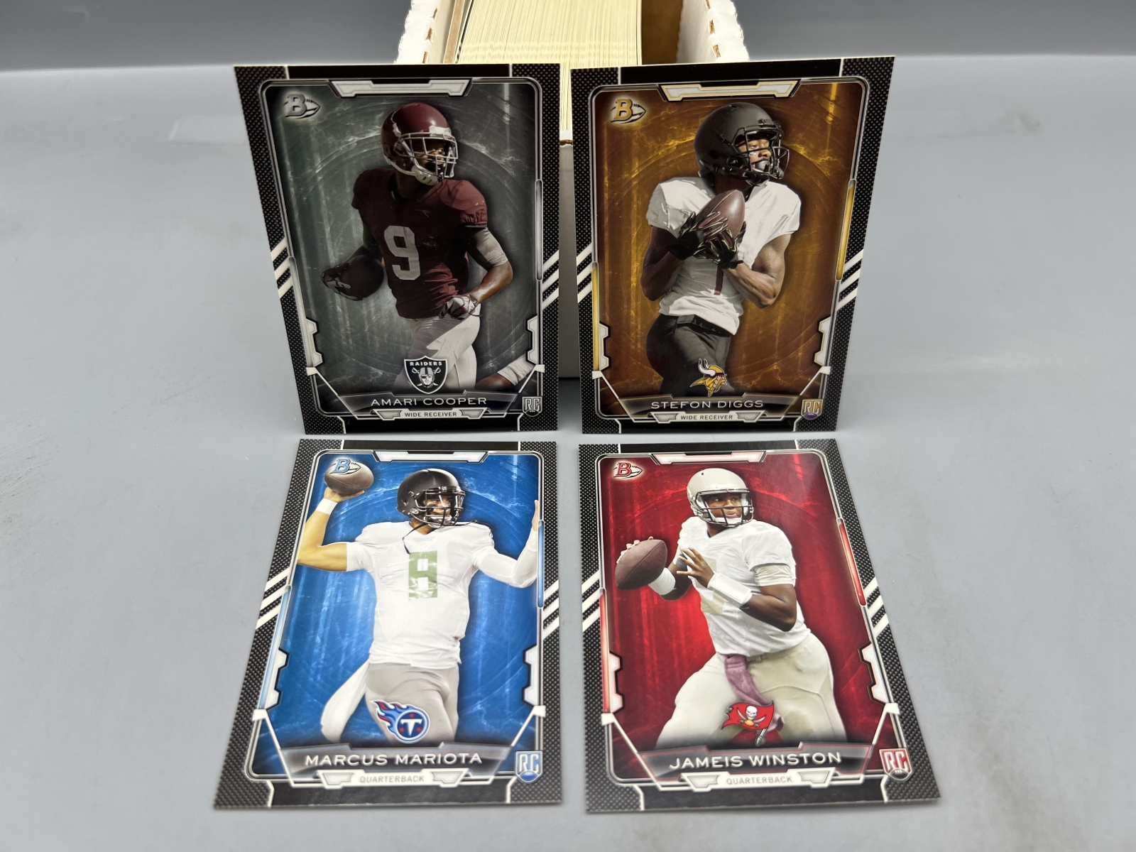2015 Bowman Black Border Football Complete 110 Rookie Card Set W/ Jameis Winston RC, Marcus Mariota RC, Stefon Diggs RC, & Amari Cooper RC