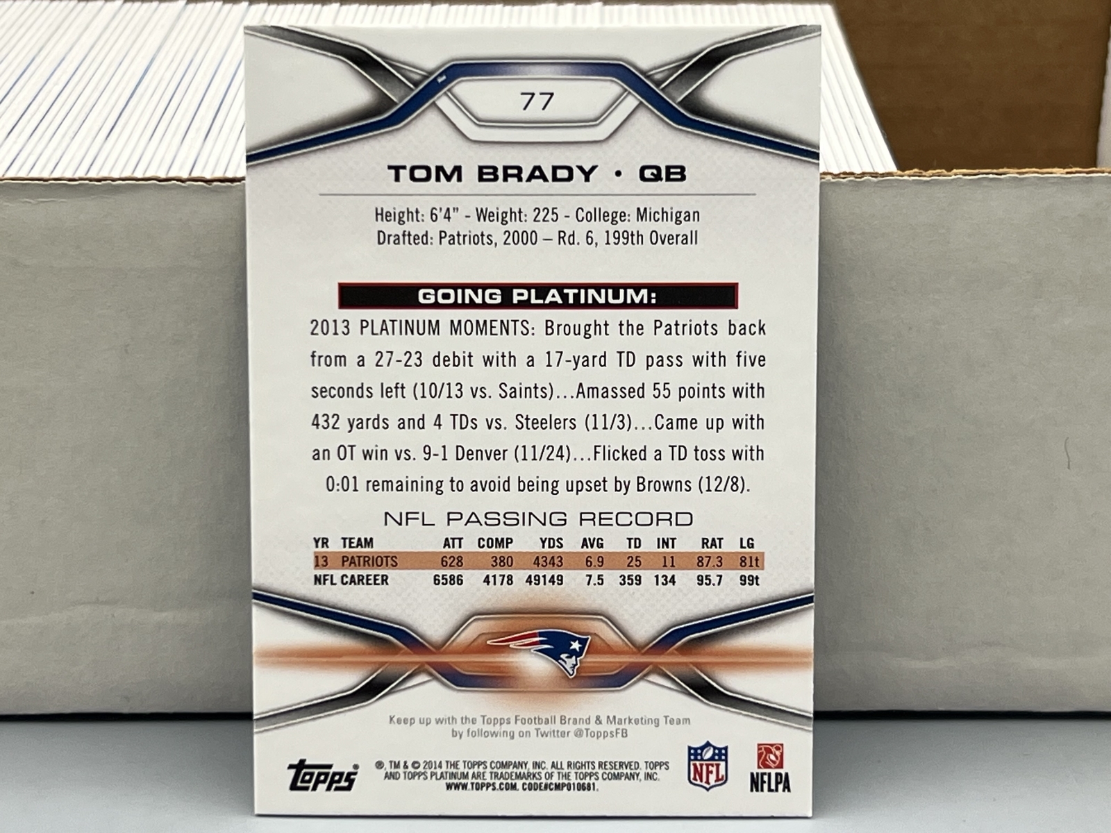 2014 Topps Platinum Football Complete 100 Card Blue Wave Refractor Base Set - No Rookies