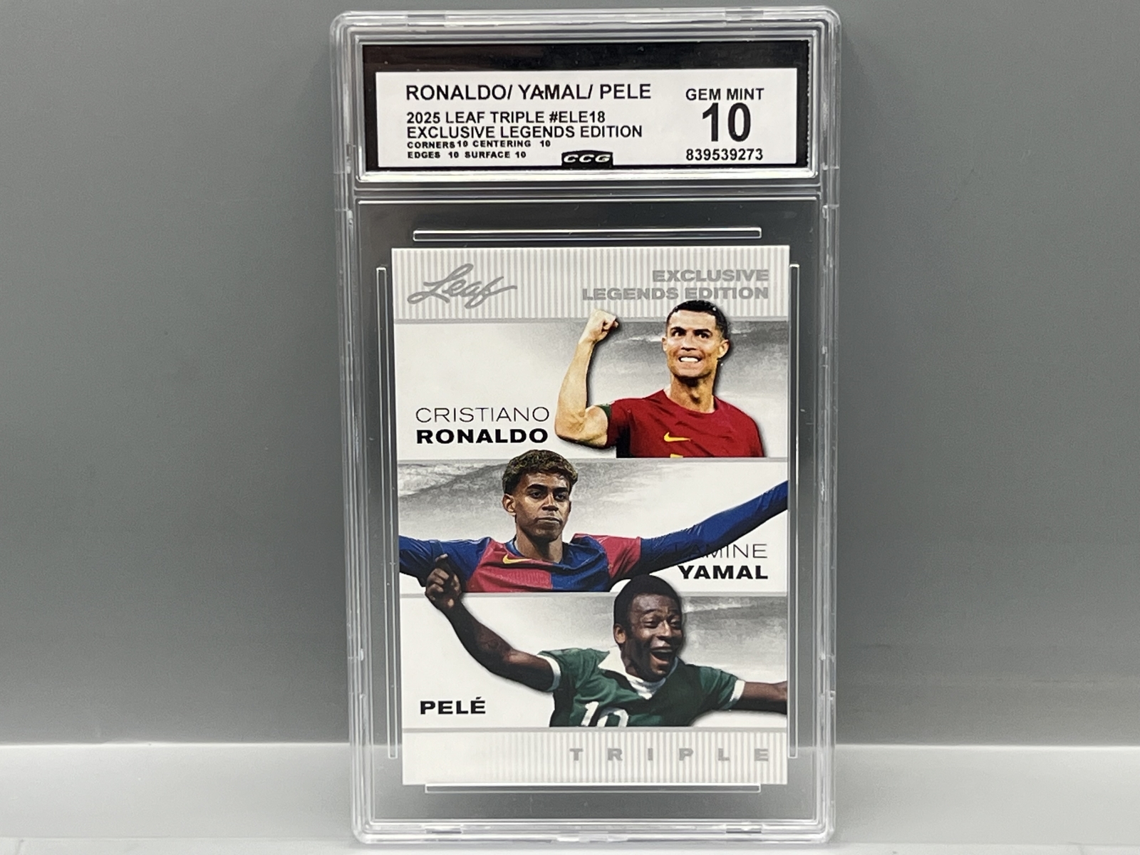 2024 Leaf Triple Exclusive Legends Edition Lamine Yamal/Pele/Christiano Ronaldo #ELE18 - Slabbed By CCG Grading
