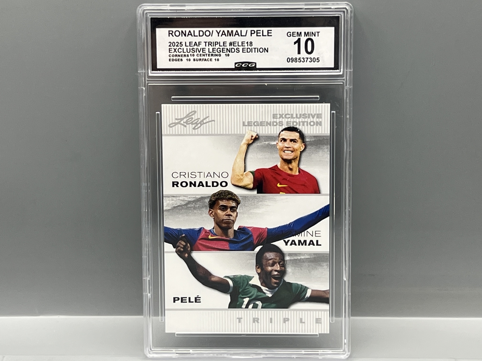 2024 Leaf Triple Exclusive Legends Edition Lamine Yamal/Pele/Christiano Ronaldo #ELE18 - Slabbed By CCG Grading
