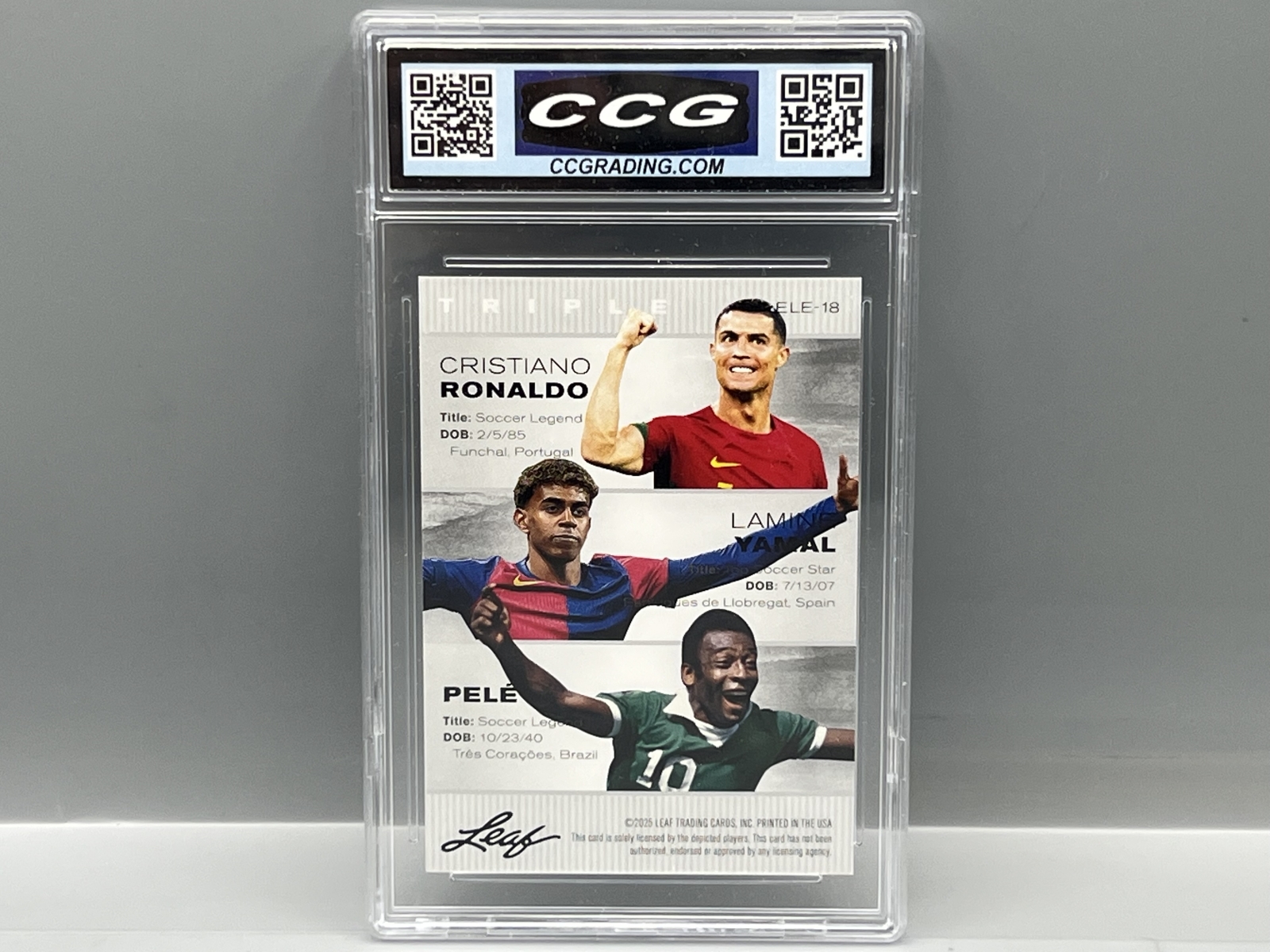 2024 Leaf Triple Exclusive Legends Edition Lamine Yamal/Pele/Christiano Ronaldo #ELE18 - Slabbed By CCG Grading