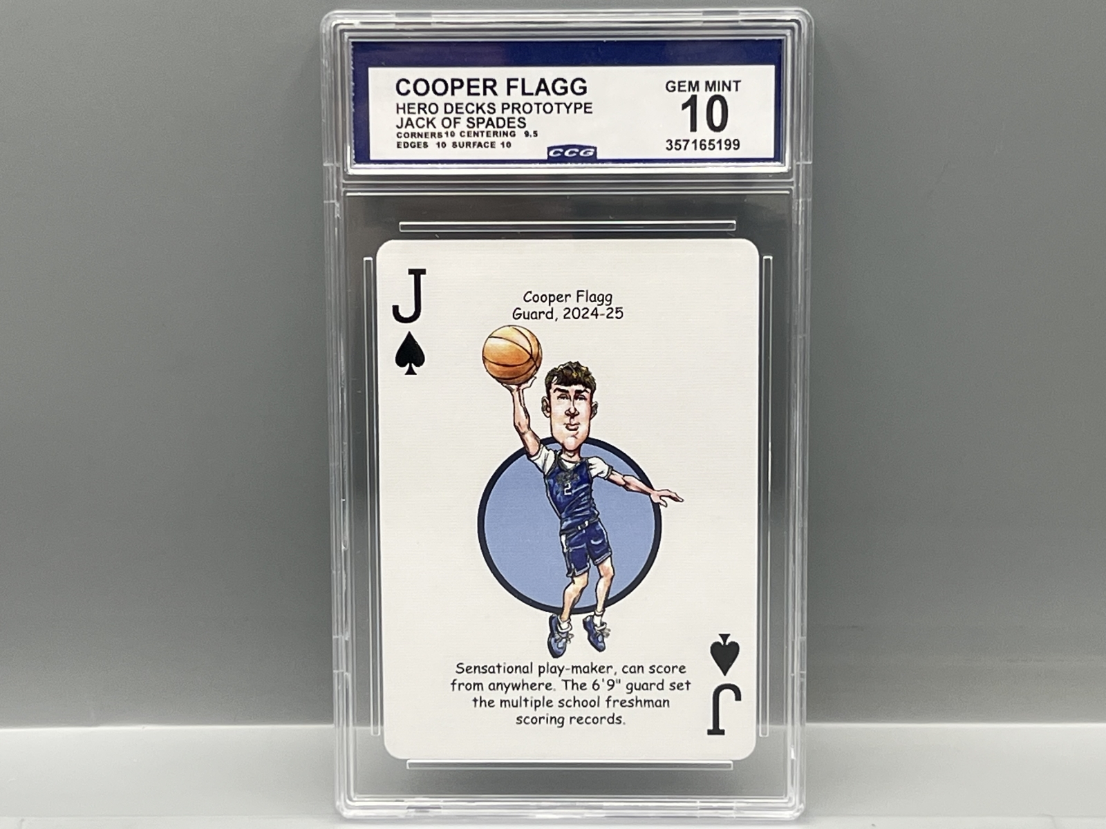 2025-26 Hero Decks Prototype Cooper Flagg Jack of Spades - Slabbed By CCG Grading