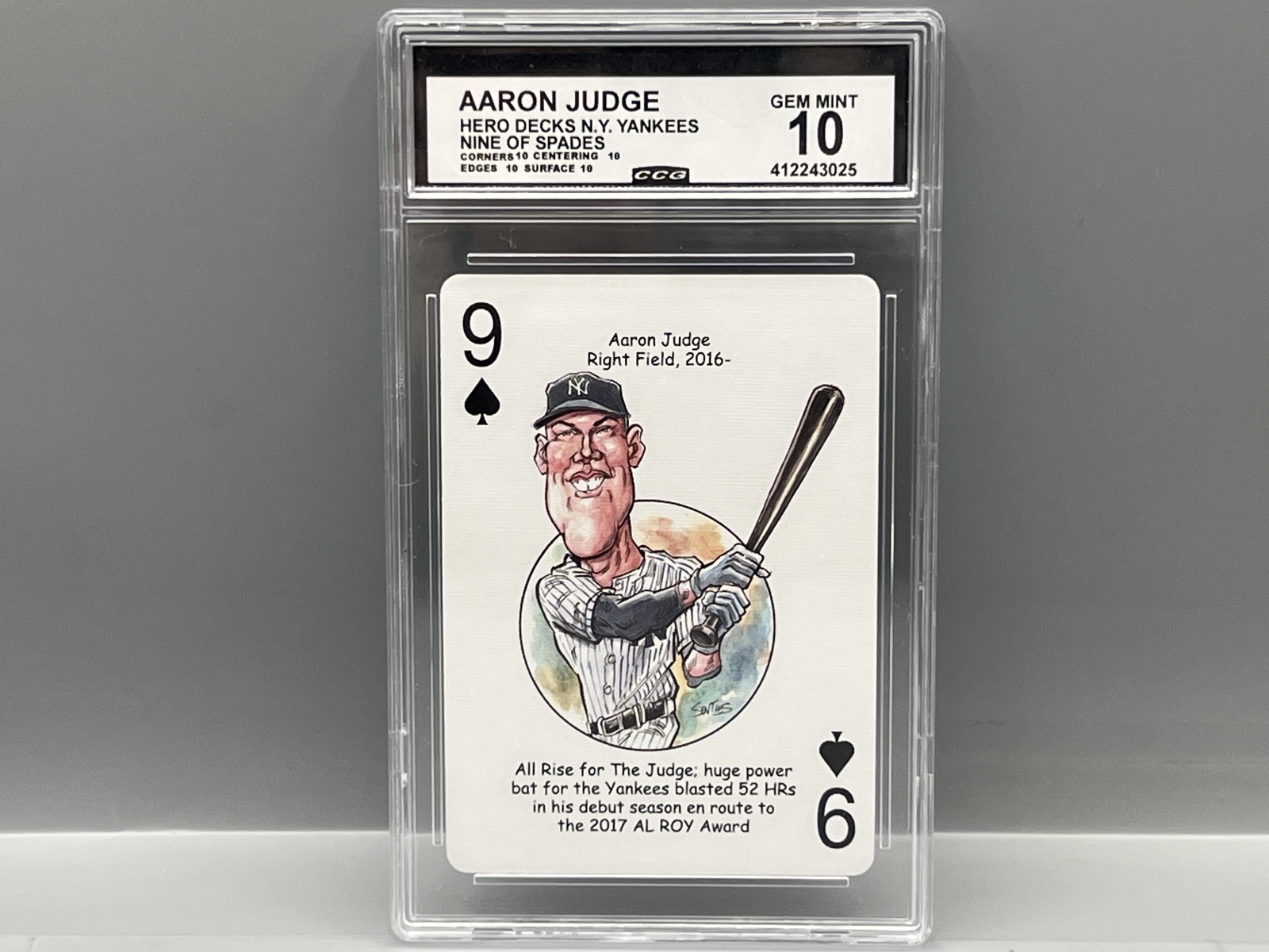 2025-26 Hero Decks Aaron Judge Nine of Spades - Slabbed By CCG Grading