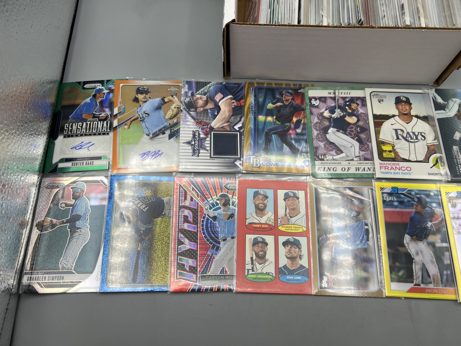 Box of Assorted Tampa Bay Rays Baseball Cards W/ Many Stars, Rookies, Autos, Relics, Refractors, Parallels, & More
