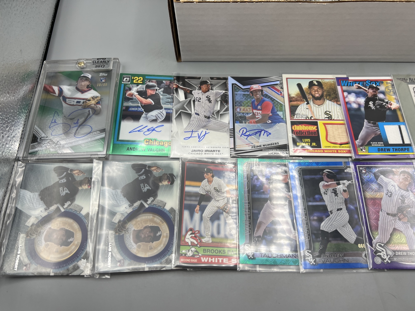 Box of Assorted Chicago White Sox Baseball Cards W/ Many Stars, Rookies, Autos, Relics, Refractors, Parallels, & More