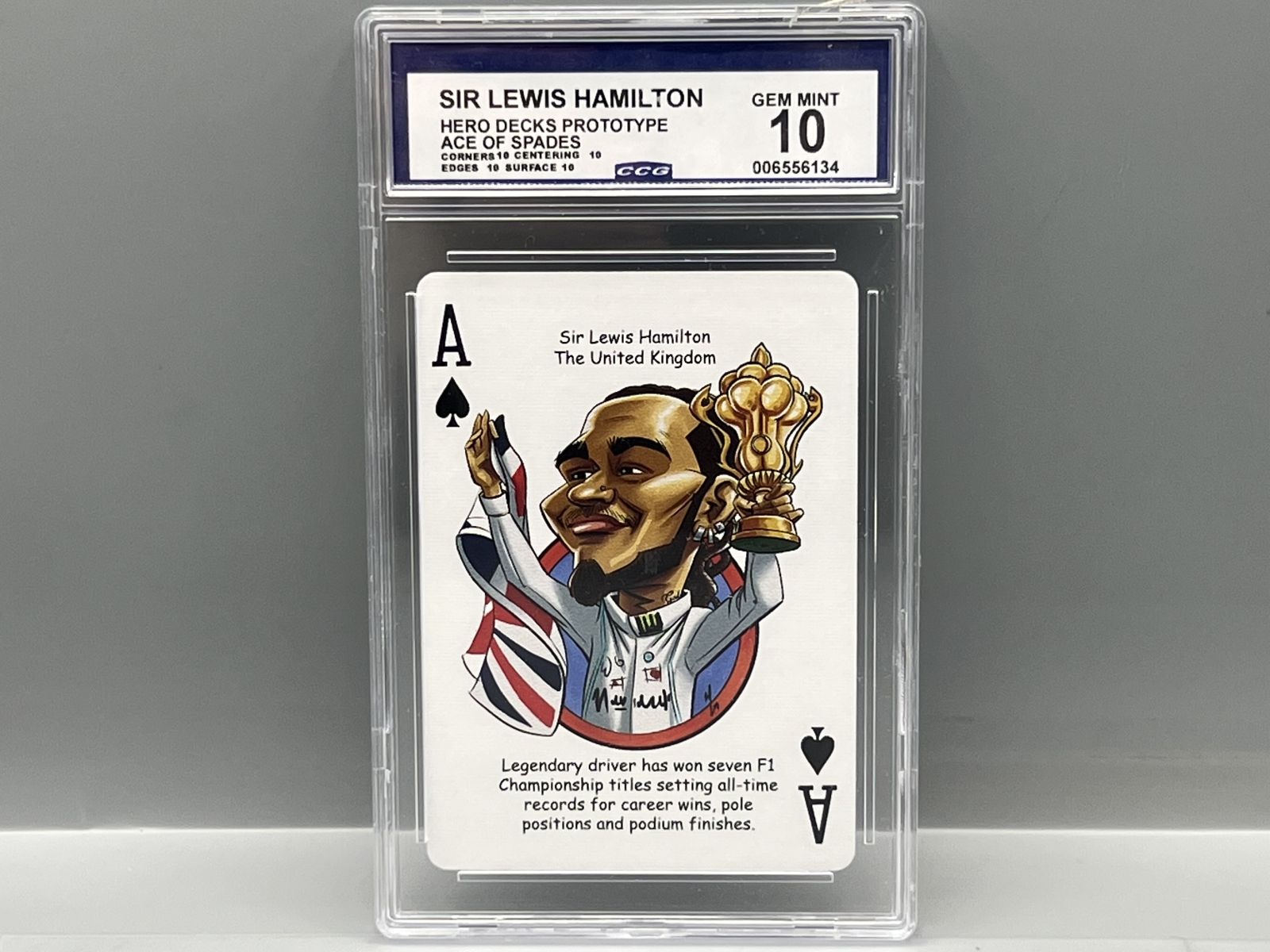 2025-26 Hero Decks Prototype Lewis Hamilton Ace of Spades - Slabbed By CCG Grading