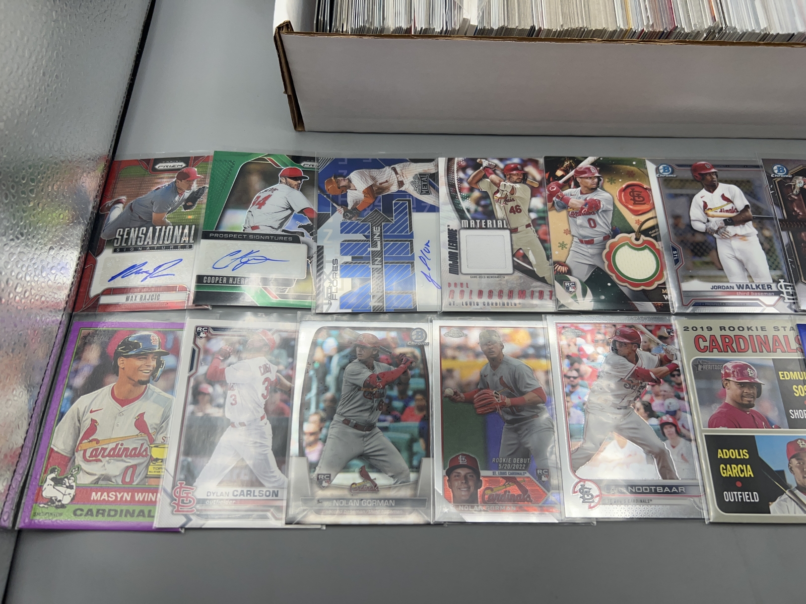 Box of Assorted St. Louis Cardinals Baseball Cards W/ Many Stars, Rookies, Autos, Relics, Refractors, Parallels, & More