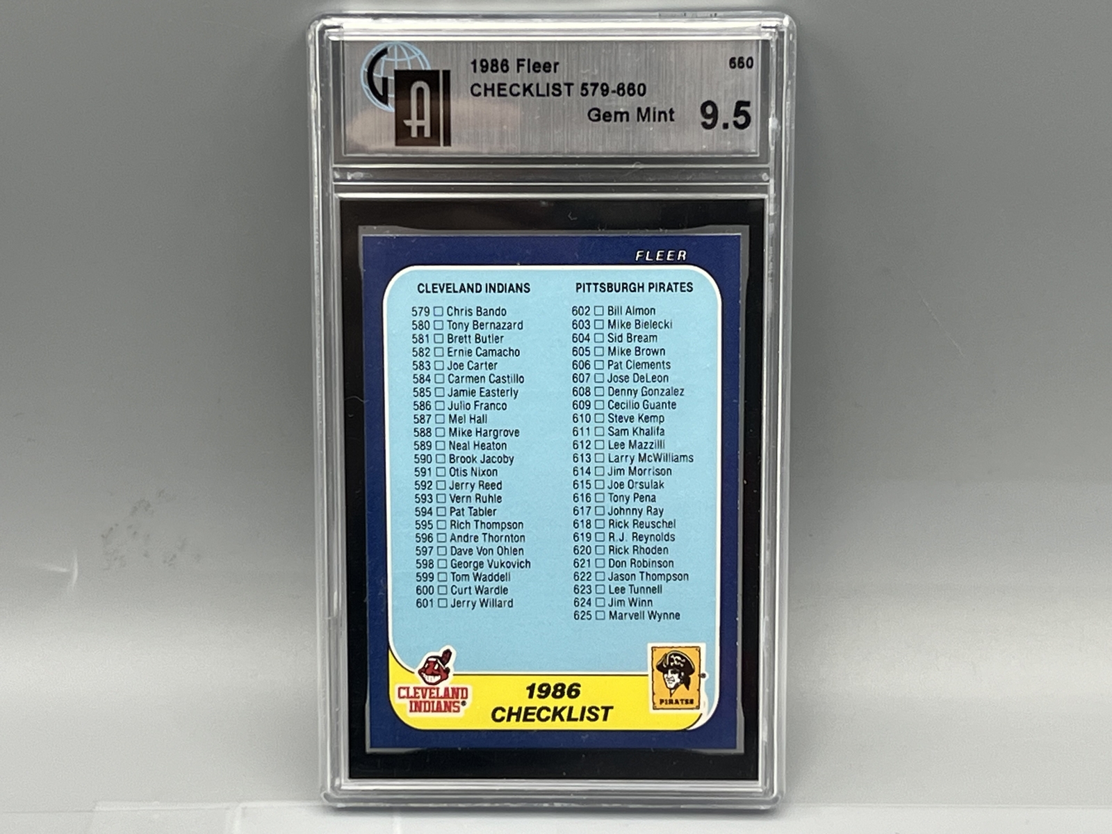 1986 Fleer Baseball Checklist #660 GAI 9.5 Gem Mint