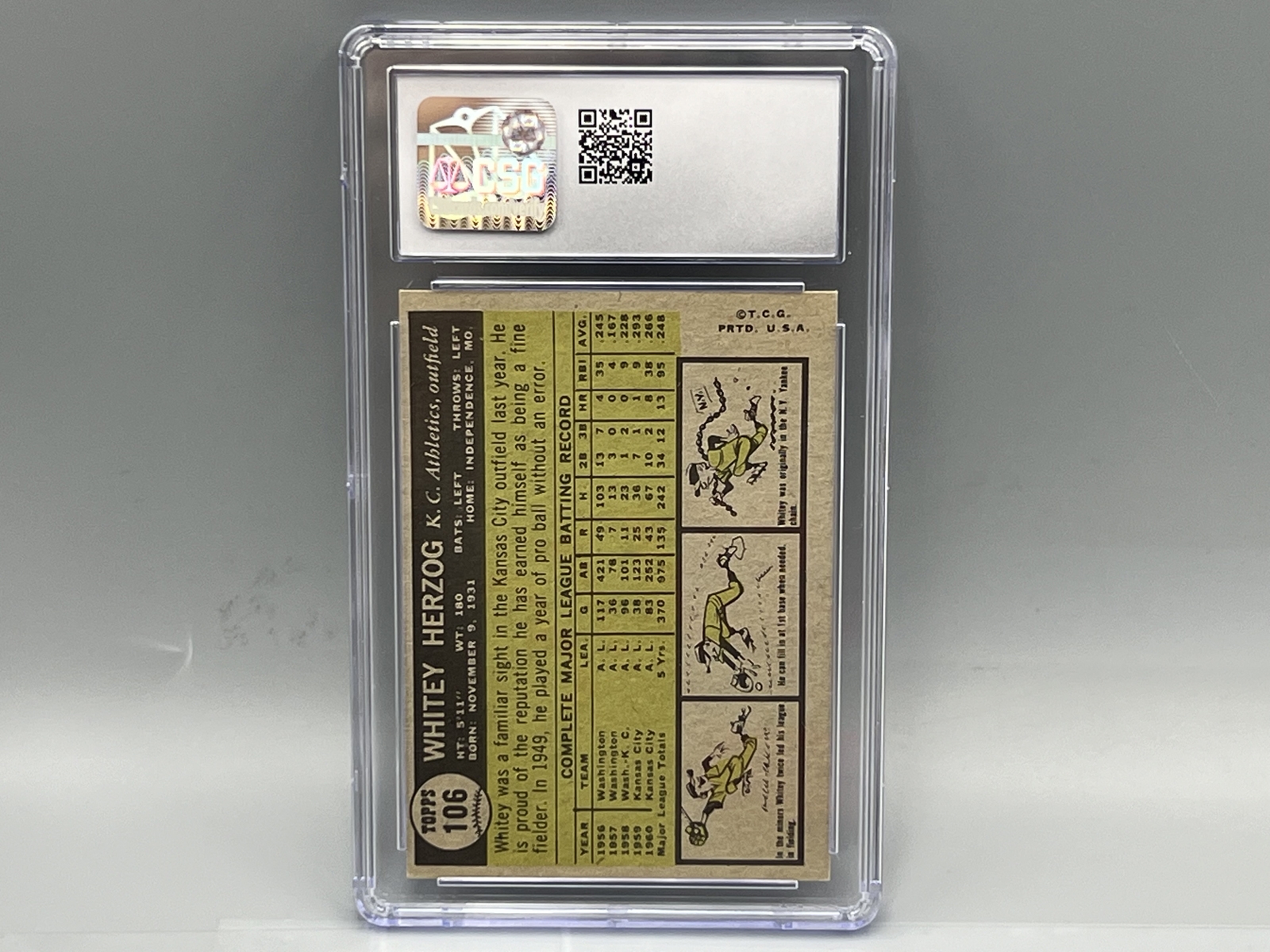 1961 Topps Whitey Herzog #106 CSG 8