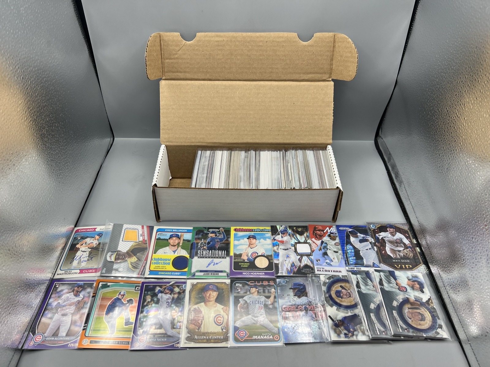 Box of Assorted Chicago Cubs Baseball Cards W/ Many Stars, Rookies, Autos, Relics, Refractors, Parallels, & More