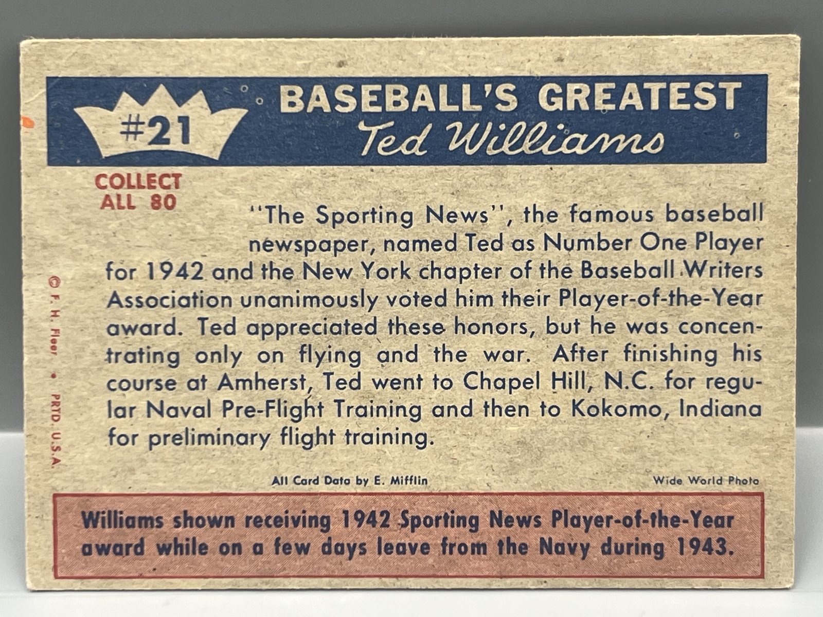 1959 Fleer Baseball's Greatest Ted Williams #21