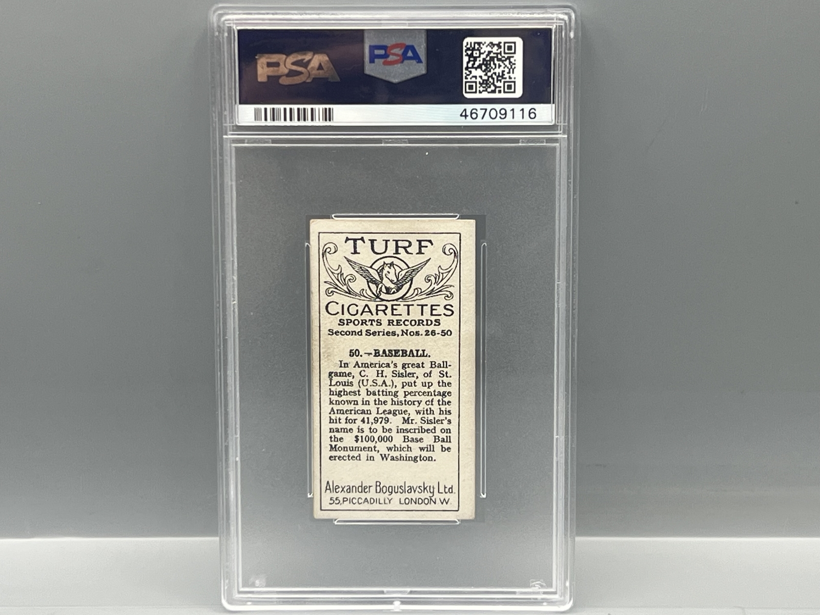1925 Boguslavsky/Turf Baseball Sports Records George Sisler #50 PSA VG-EX 4 - HOF