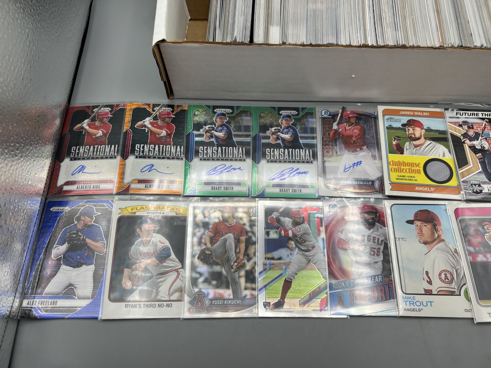 Box of Assorted Los Angeles Angels Baseball Cards W/ Many Stars, Rookies, Autos, Relics, Refractors, Parallels, & More