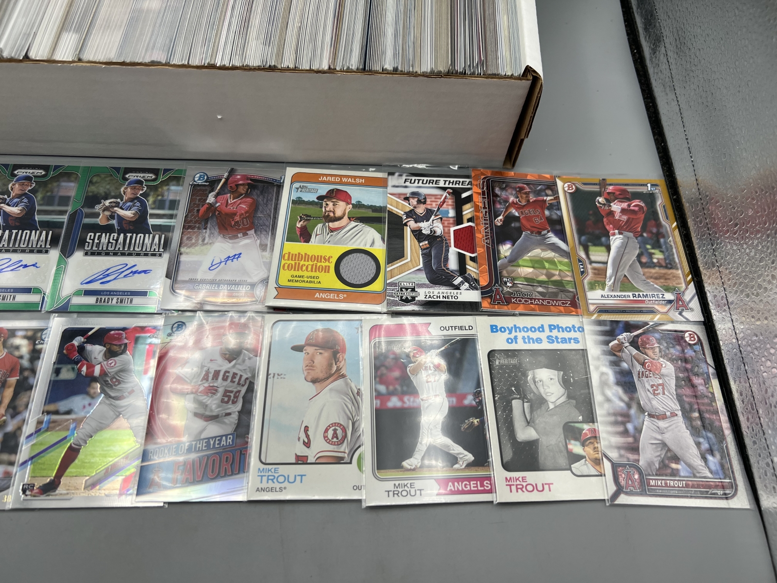 Box of Assorted Los Angeles Angels Baseball Cards W/ Many Stars, Rookies, Autos, Relics, Refractors, Parallels, & More