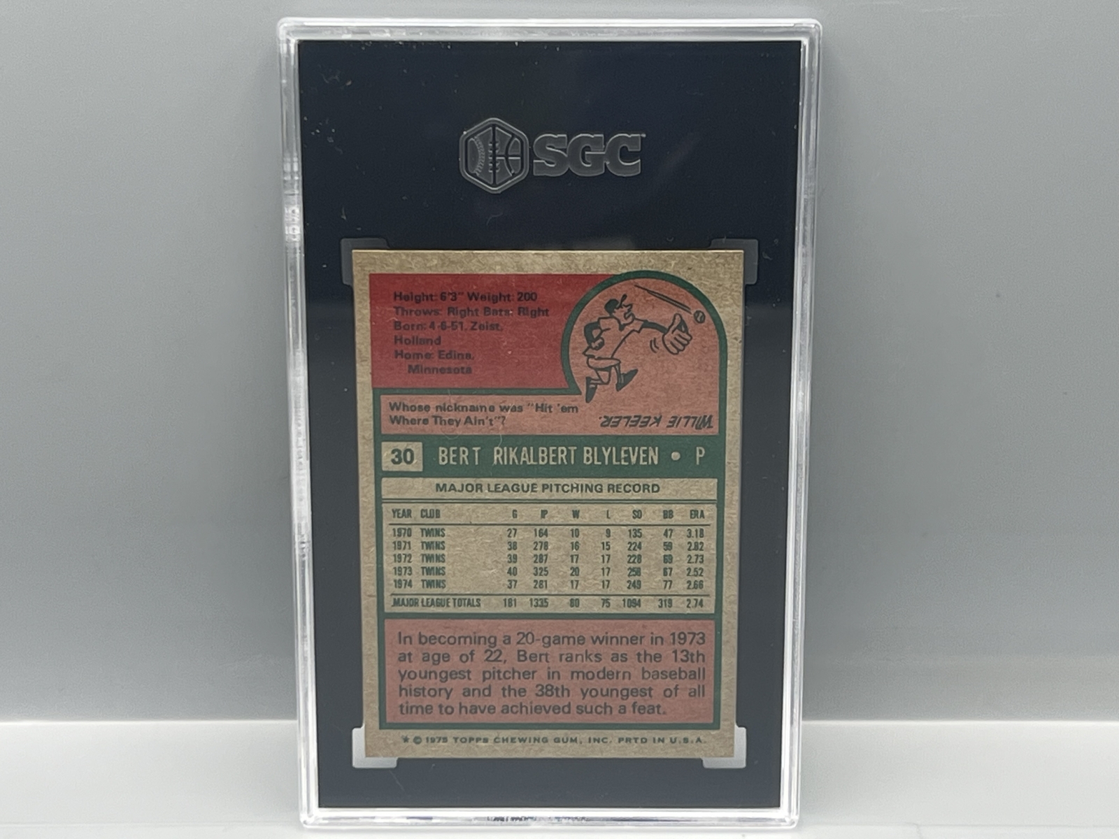 1975 Topps Bert Blyleven #30 SGC NM-MT 8