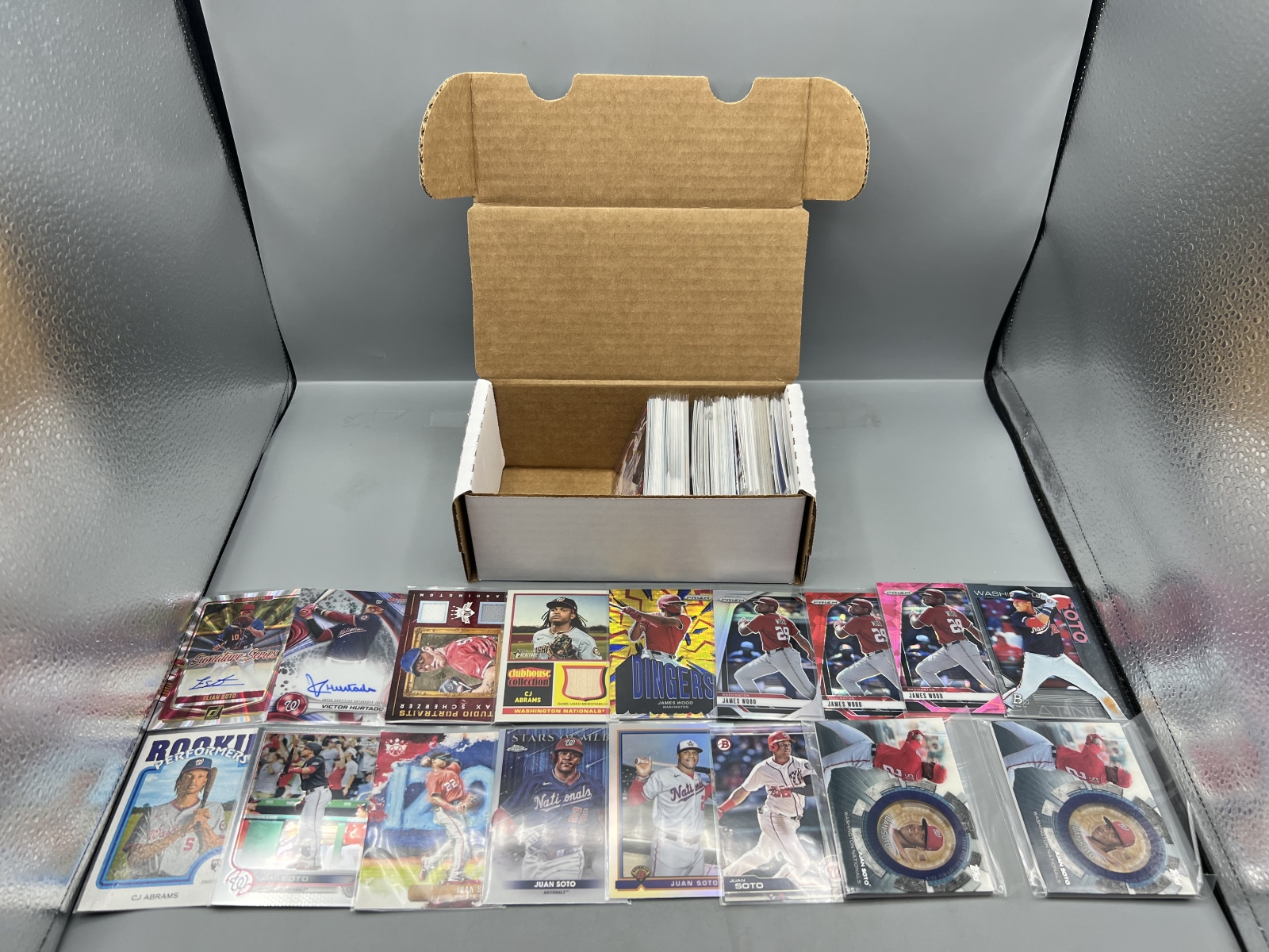 Box of Assorted Washington Nationals Baseball Cards W/ Many Stars, Rookies, Autos, Relics, Refractors, Parallels, & More