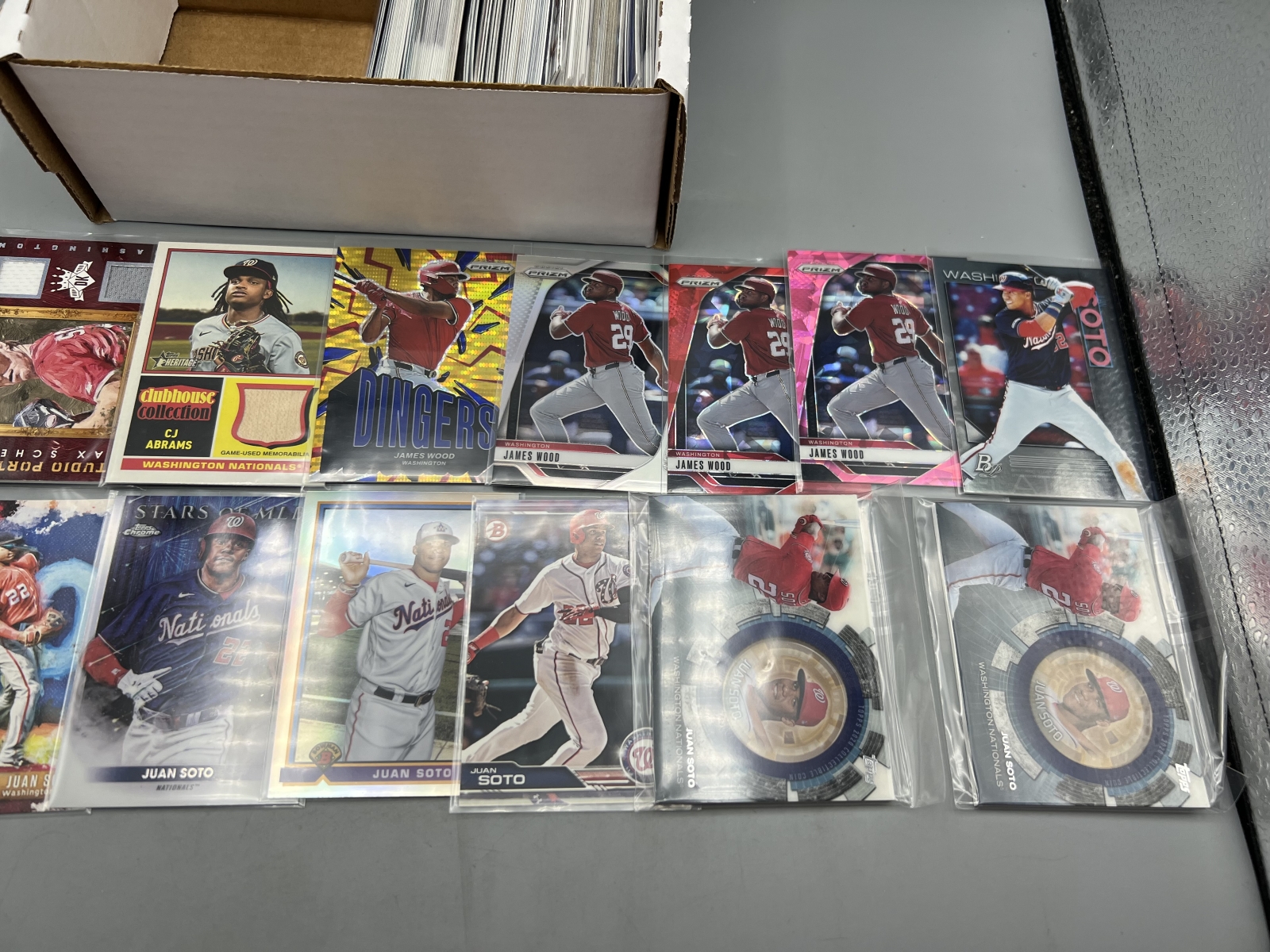 Box of Assorted Washington Nationals Baseball Cards W/ Many Stars, Rookies, Autos, Relics, Refractors, Parallels, & More
