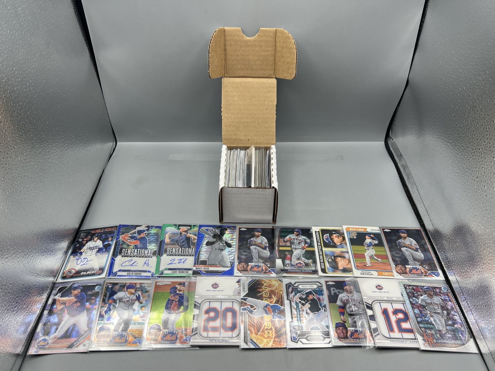 Box of Assorted New York Mets Baseball Cards W/ Many Stars, Rookies, Autos, Relics, Refractors, Parallels, & More