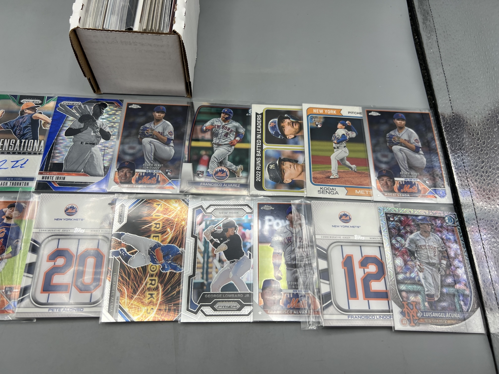 Box of Assorted New York Mets Baseball Cards W/ Many Stars, Rookies, Autos, Relics, Refractors, Parallels, & More