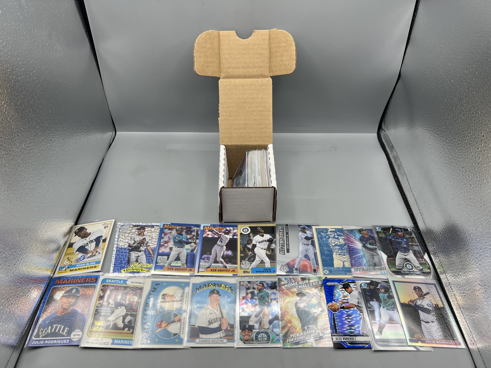 Box of Assorted Seattle Mariners Baseball Cards W/ Many Stars, Rookies, Autos, Relics, Refractors, Parallels, & More