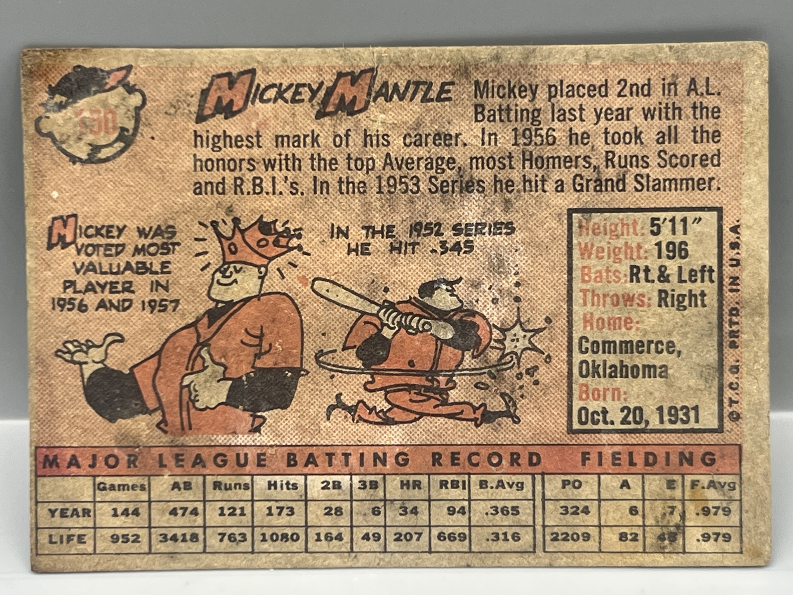 1958 Topps Mickey Mantle #150