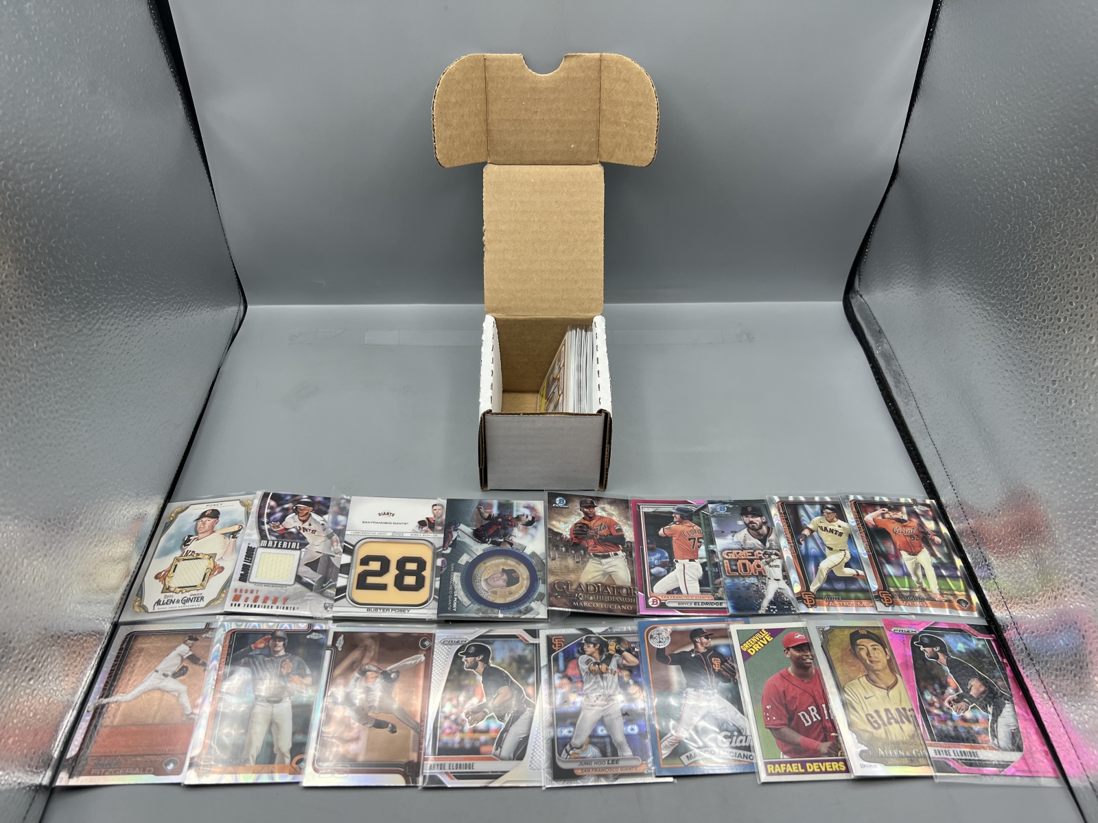 Box of Assorted San Francisco Giants Baseball Cards W/ Many Stars, Rookies, Autos, Relics, Refractors, Parallels, & More