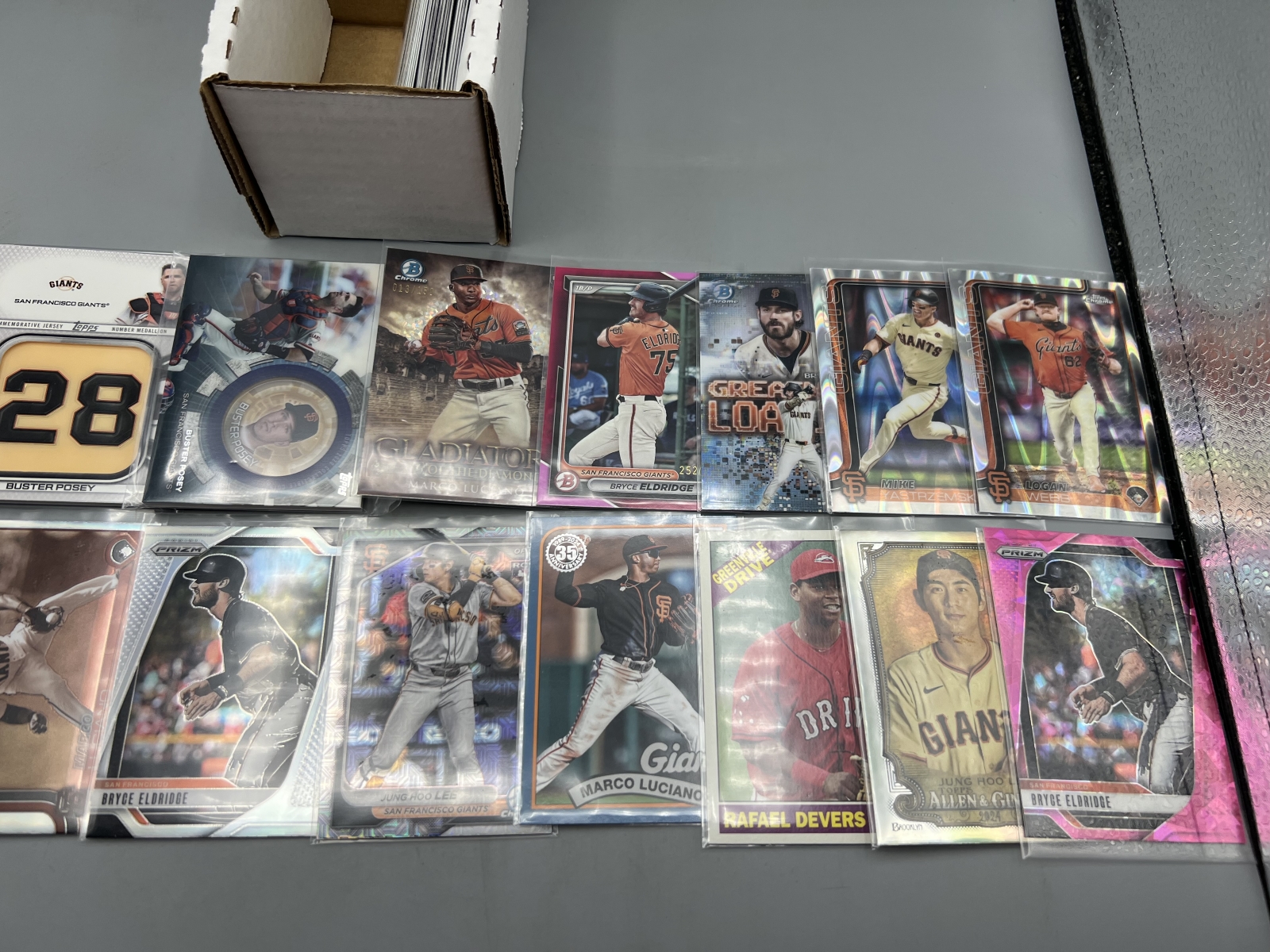 Box of Assorted San Francisco Giants Baseball Cards W/ Many Stars, Rookies, Autos, Relics, Refractors, Parallels, & More