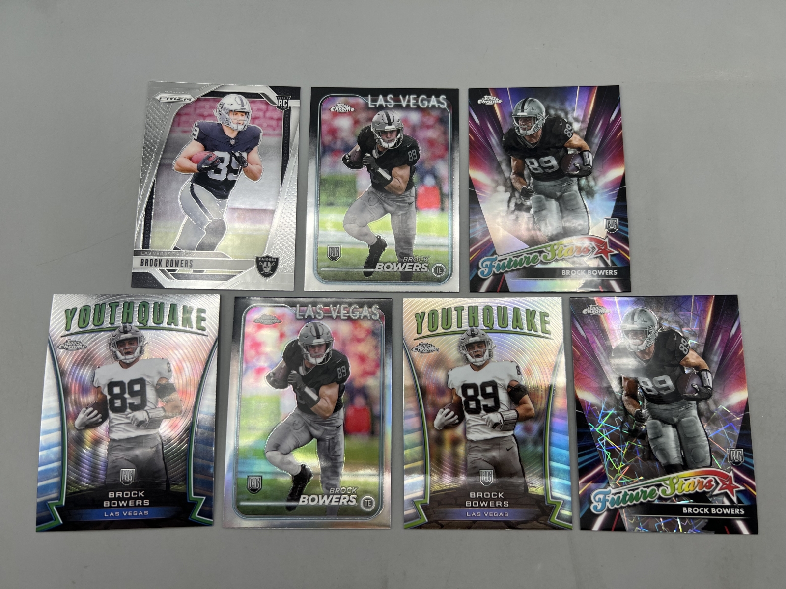 (7) Brock Bowers Football Rookie Cards W/ Refractors