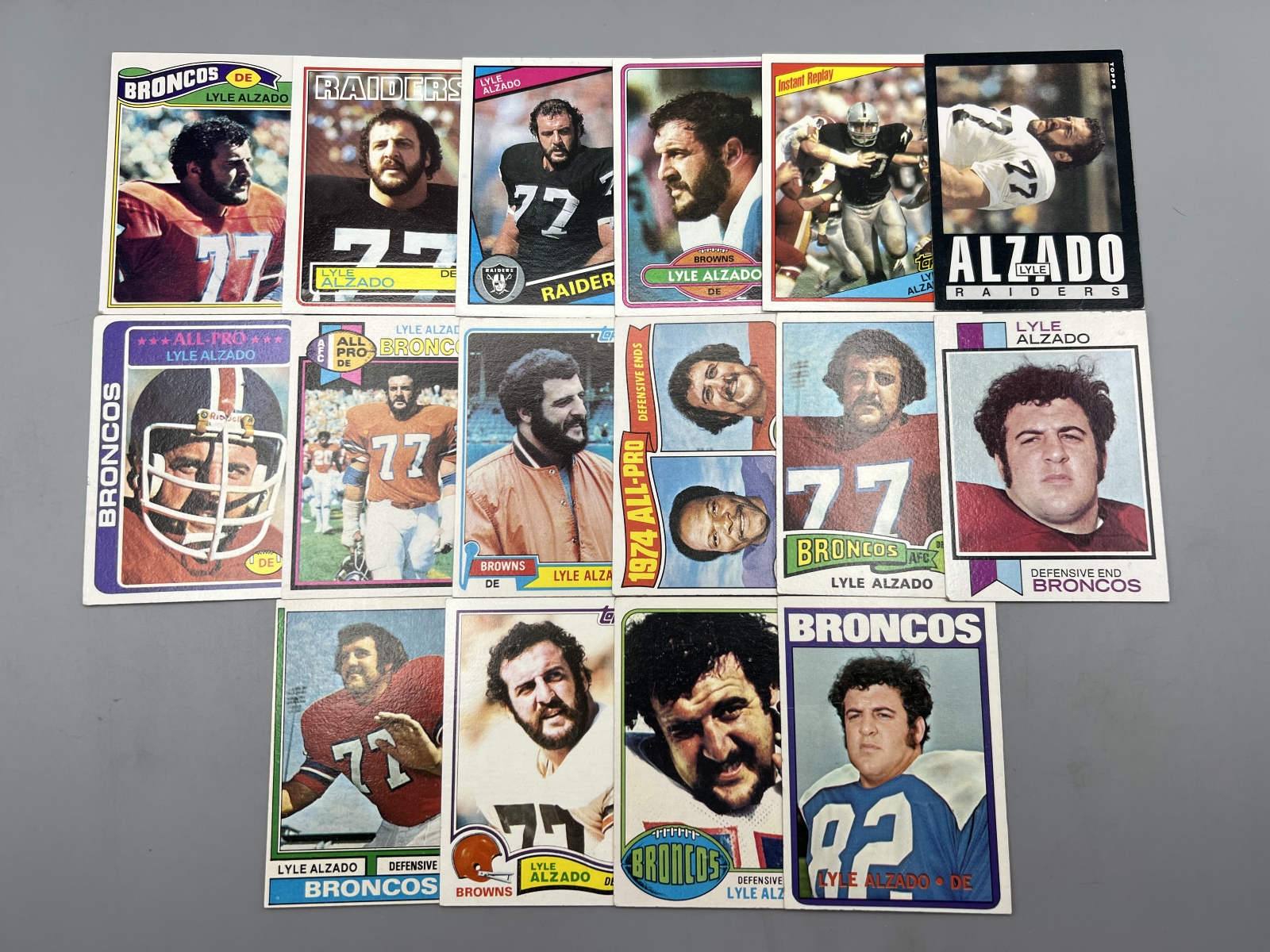 (16) Lyle Alzado Vintage Football Cards W/ RC - Varying Conditions