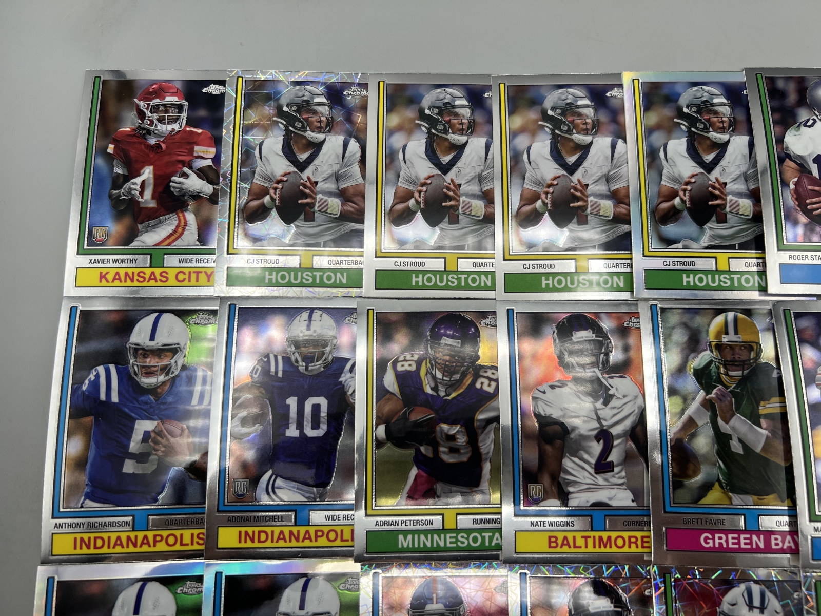 (21) 2024 Topps Chrome Football Throwback Inserts W/ Stars, Rookies, & Parallels - Jayden Daniels RC, Caleb Williams RC, Xavier Worthy RC