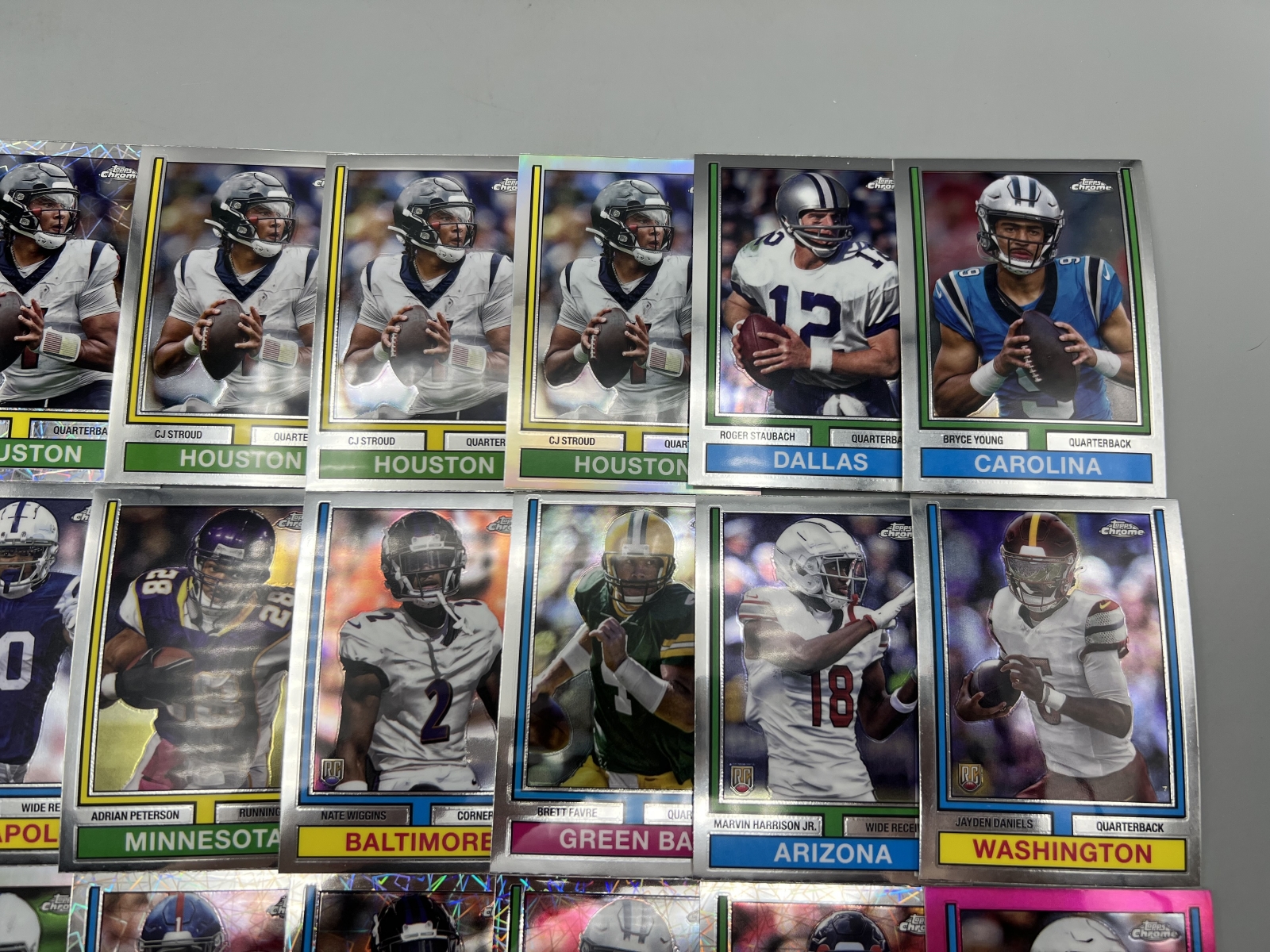 (21) 2024 Topps Chrome Football Throwback Inserts W/ Stars, Rookies, & Parallels - Jayden Daniels RC, Caleb Williams RC, Xavier Worthy RC