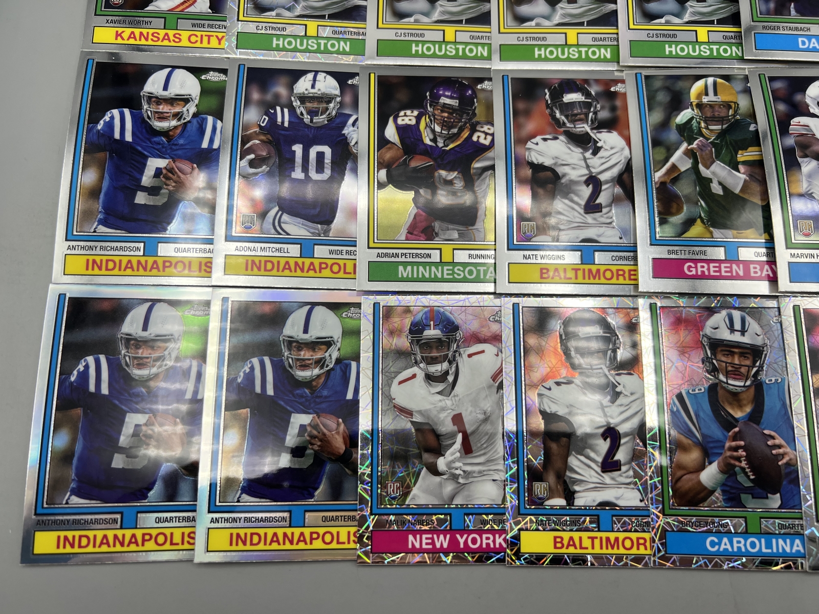 (21) 2024 Topps Chrome Football Throwback Inserts W/ Stars, Rookies, & Parallels - Jayden Daniels RC, Caleb Williams RC, Xavier Worthy RC