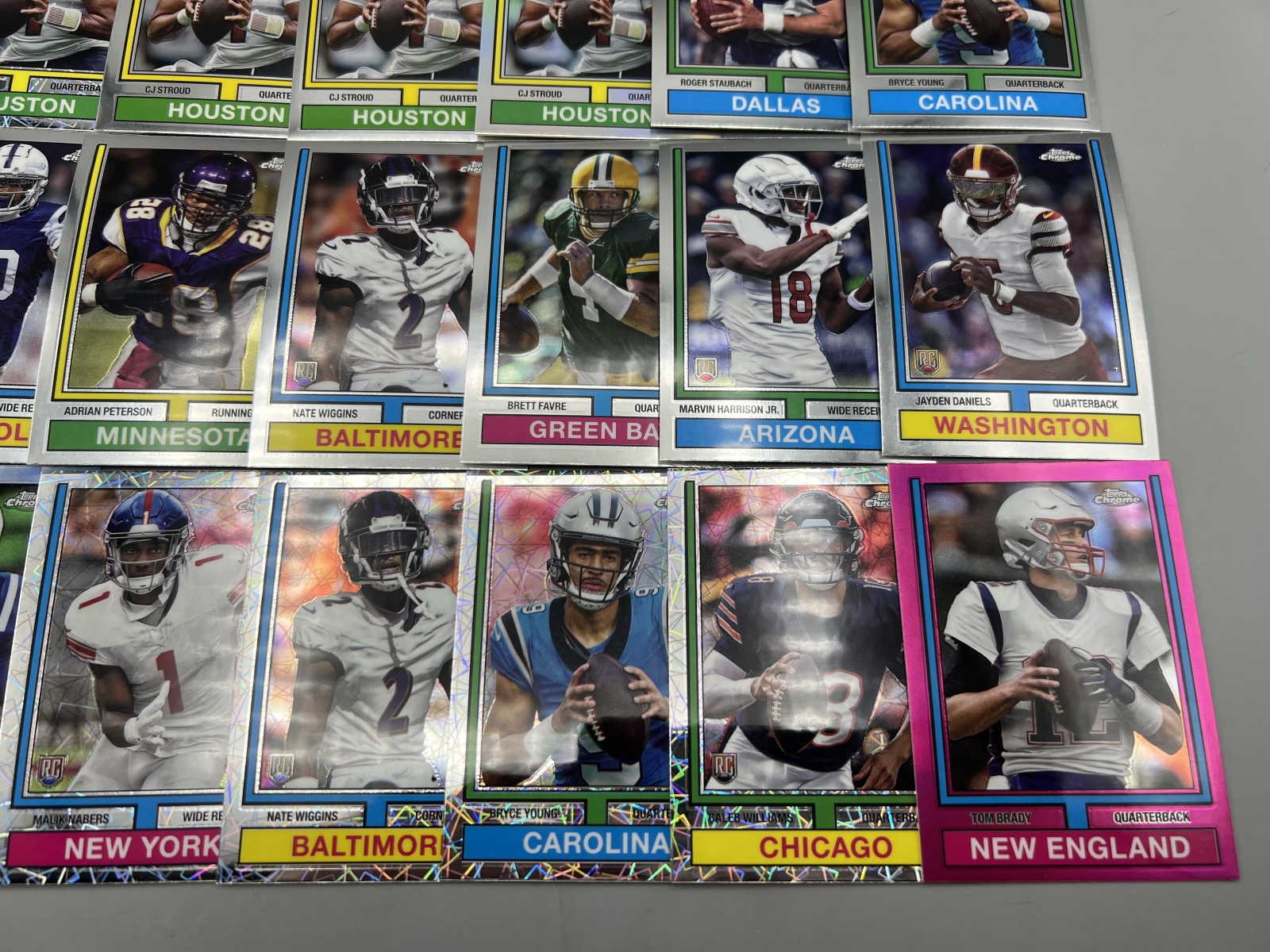(21) 2024 Topps Chrome Football Throwback Inserts W/ Stars, Rookies, & Parallels - Jayden Daniels RC, Caleb Williams RC, Xavier Worthy RC