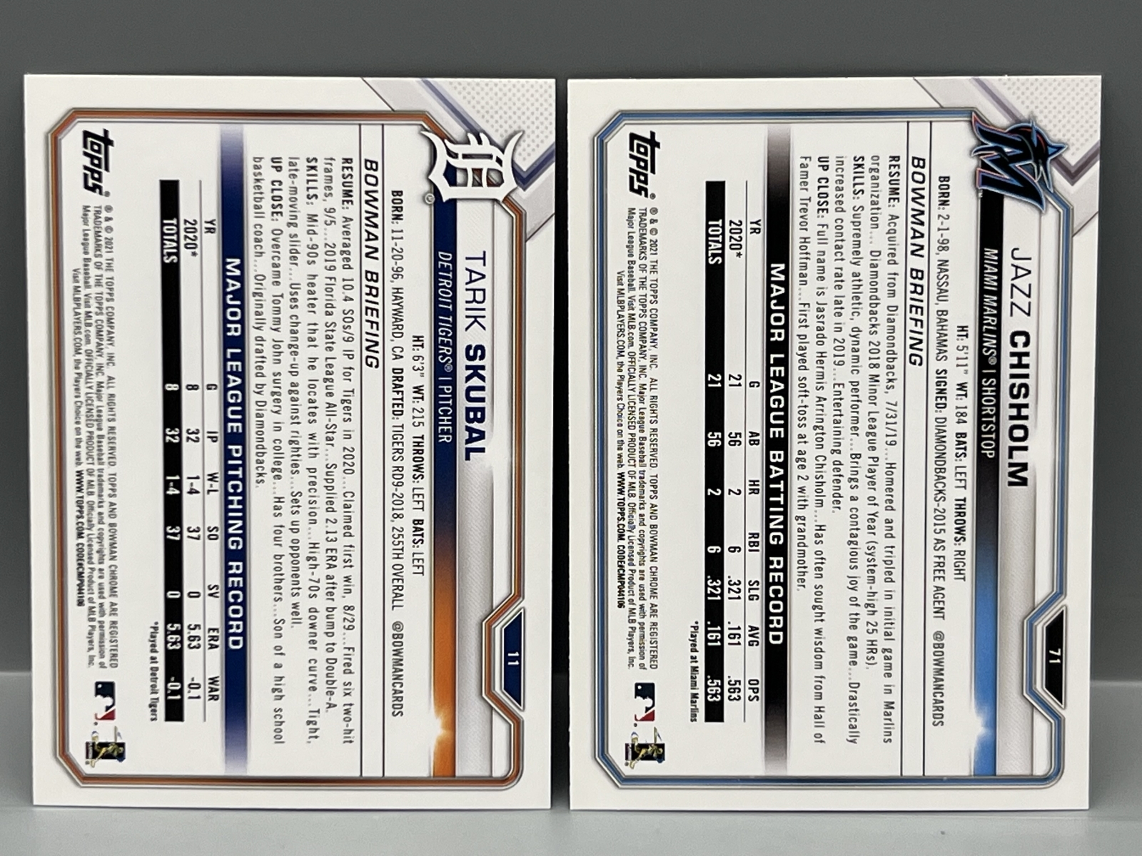 2021 Bowman Paper Baseball Complete Set W/ Tarik Skubal RC & Jazz Chisholm RC