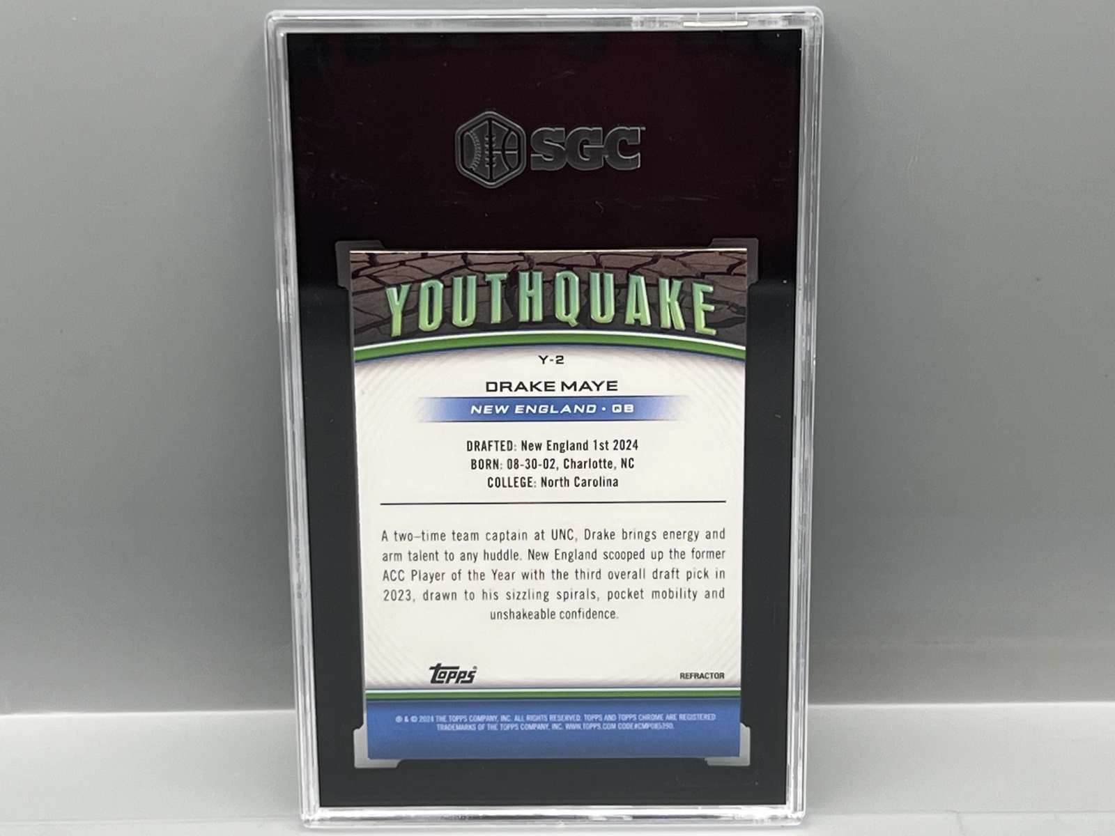 2024 Topps Chrome Drake Maye Youthquake Refractor RC #Y-2 SGC Gem Mint 10