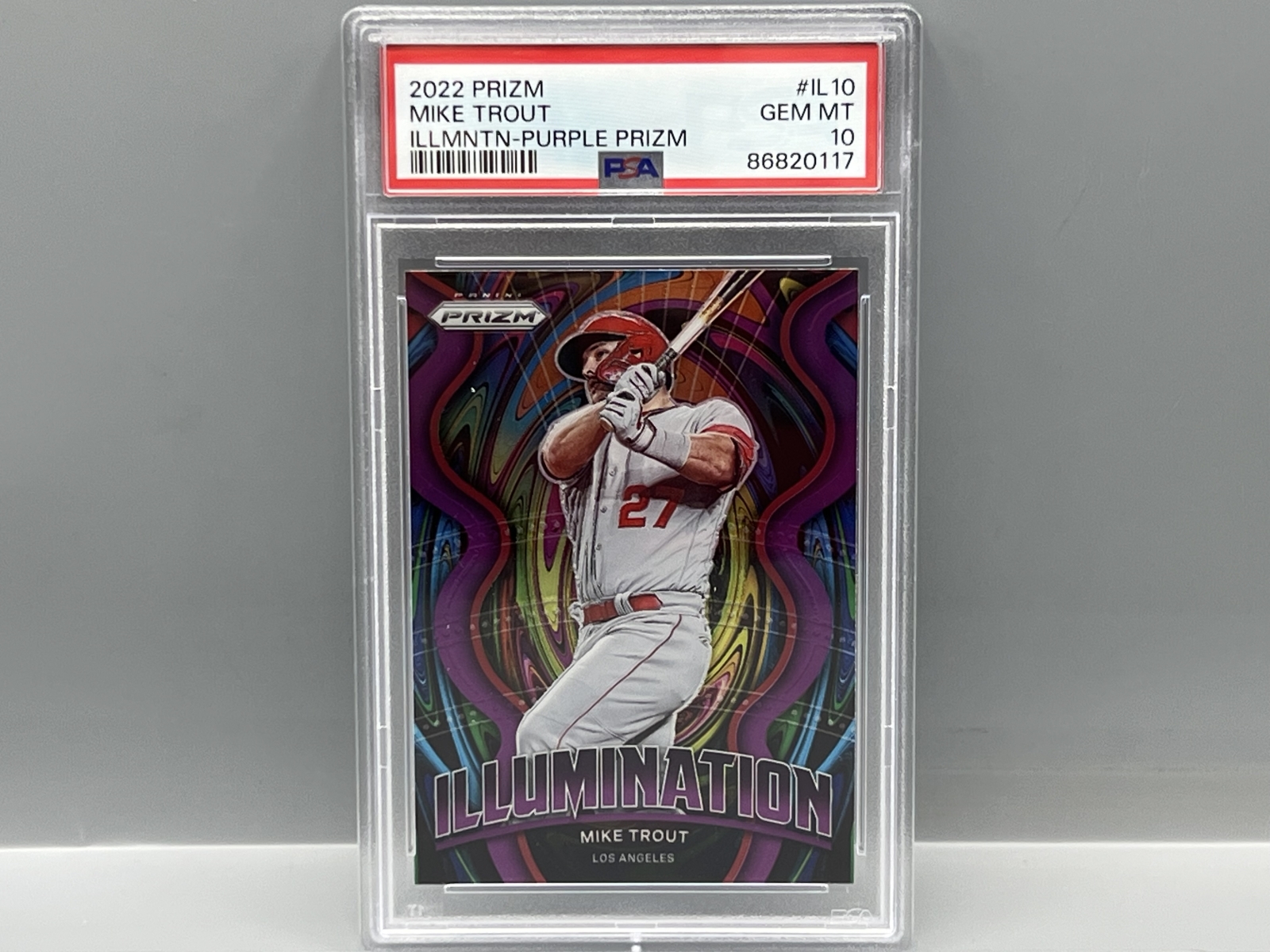 2022 Panini Prizm Mike Trout Illumination Purple Prizm #IL10 PSA Gem Mint 10