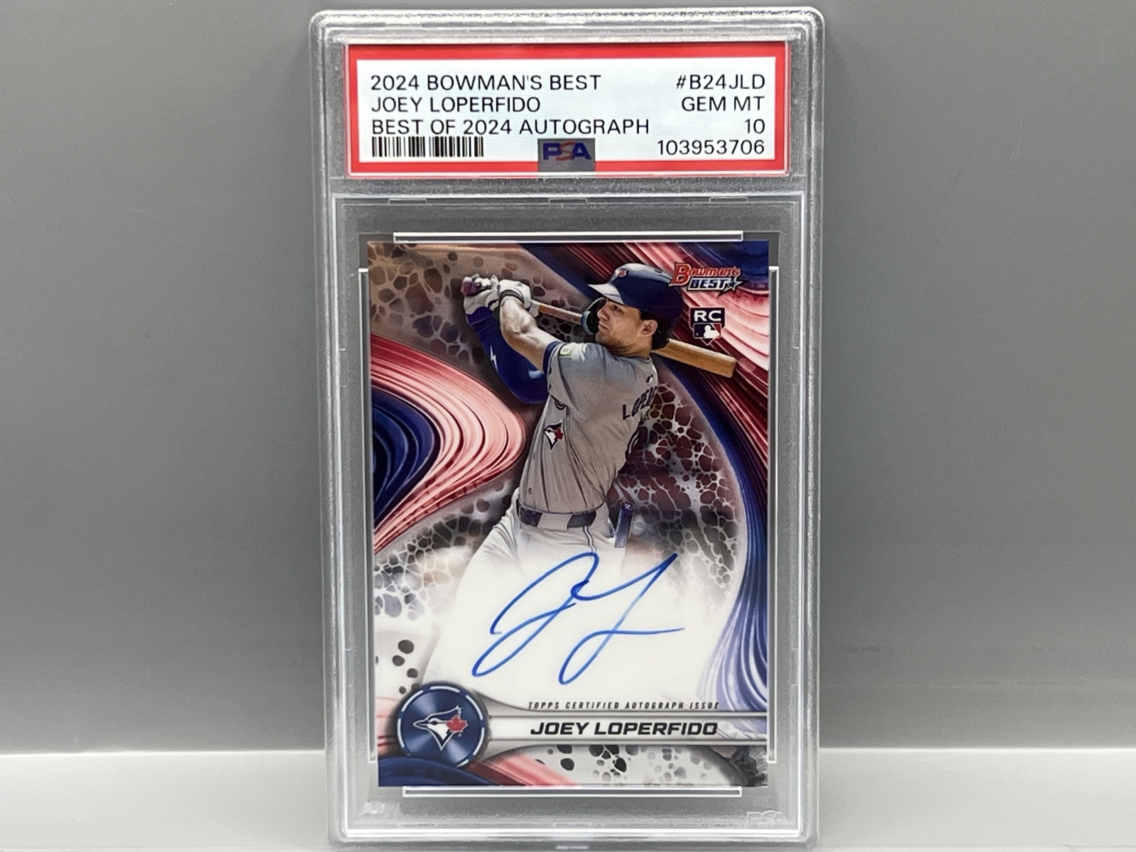 2024 Bowman's Best Joey Loperfido Best of 2024 RC Auto #B24JLD PSA Gem Mint 10