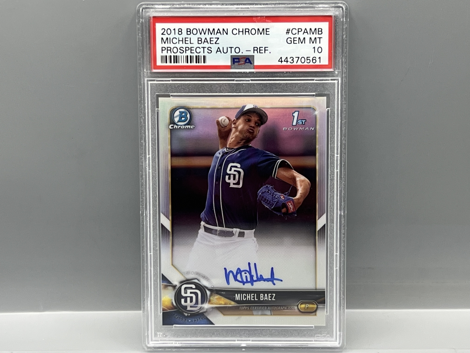 2018 Bowman Chrome Michel Baez 1st Bowman Refractor RC Auto PSA Gem Mint 10