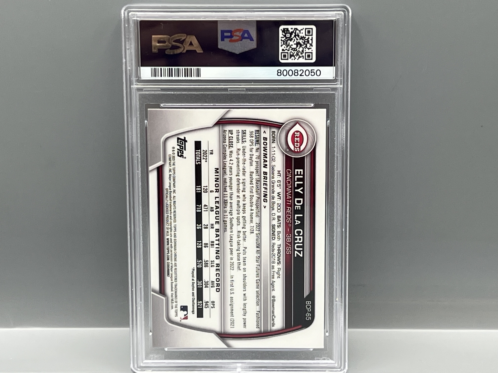 2023 Bowman Chrome Elly De La Cruz Mega Box Refractor #BCP65 PSA Gem Mint 10