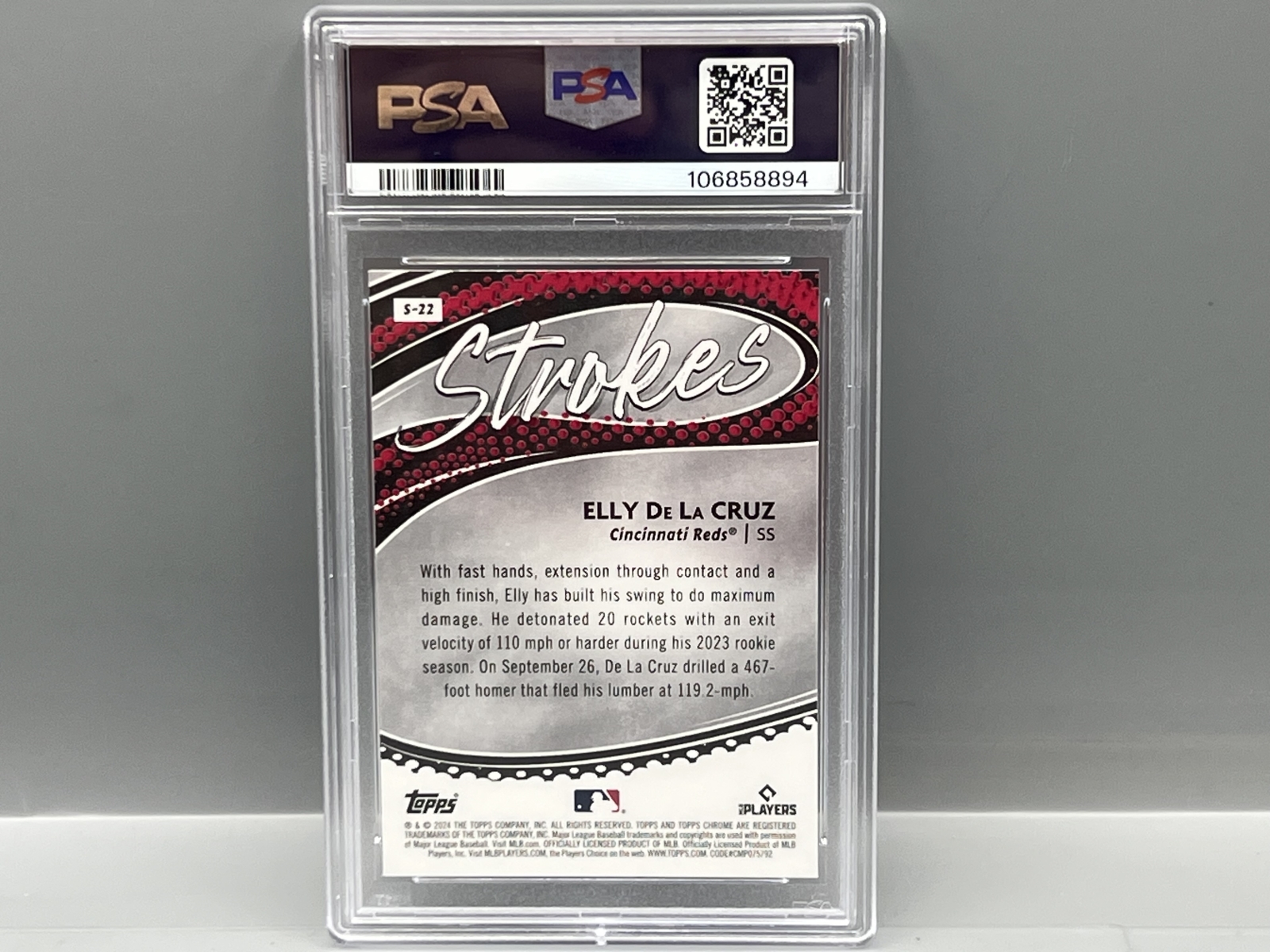 2024 Topps Chrome Elly De La Cruz Strokes RC #S22 PSA Gem Mint 10