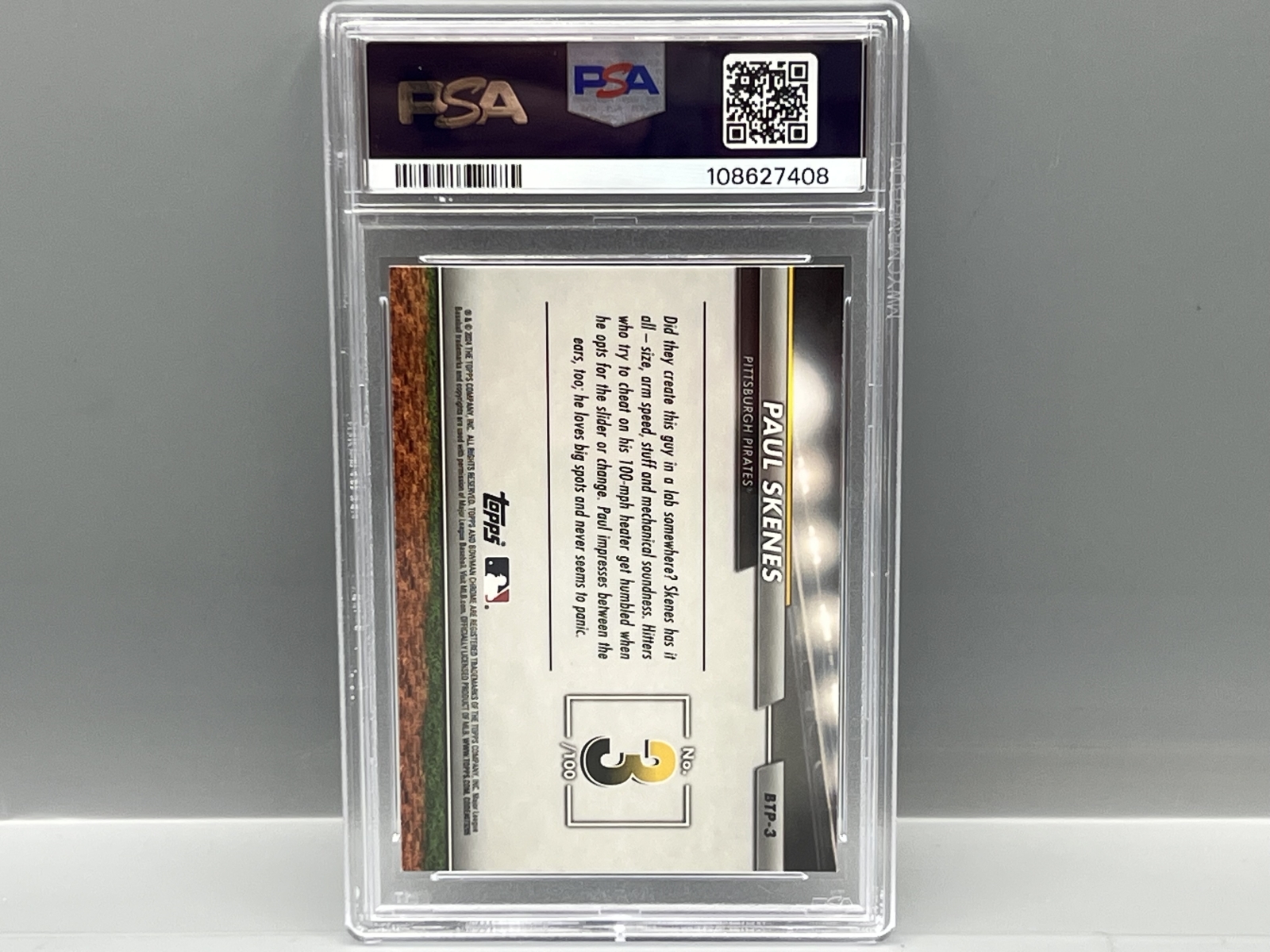 2024 Bowman Chrome Paul Skenes Scouts Top 100 #BTP3 PSA Gem Mint 10