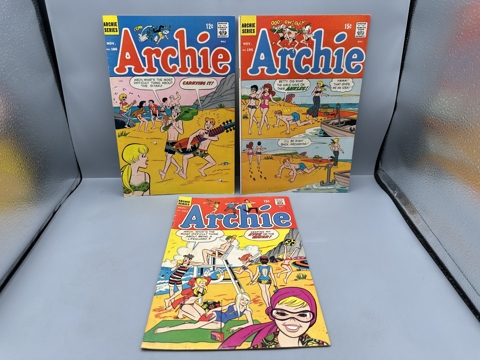 Archie Comics Archie #186, #195, and #203 (1968-1970) - Dan DeCarlo beach covers