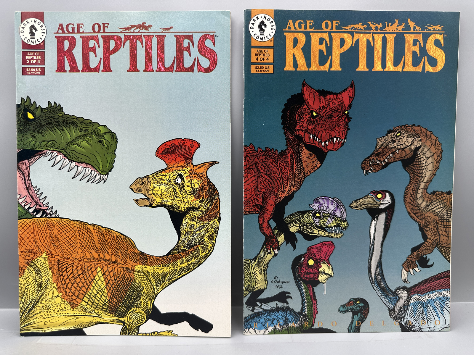 Dark Horse Comics Age of Reptiles #1, #2, #3, and #4 (1993) - Complete miniseries - Ricardo Delgado art