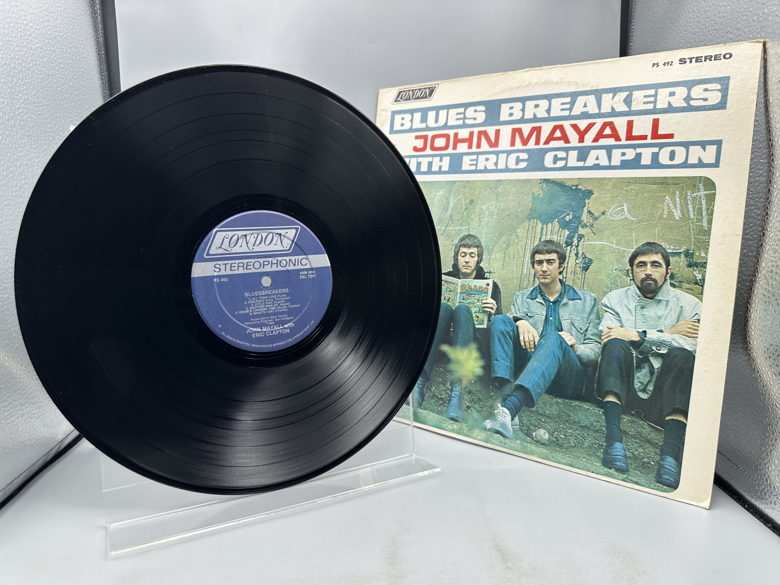 London Records John Mayall with Eric Clapton Blues Breakers Vinyl Album LP (1969) PS 492 - Keel Mfg. Corp. pressing