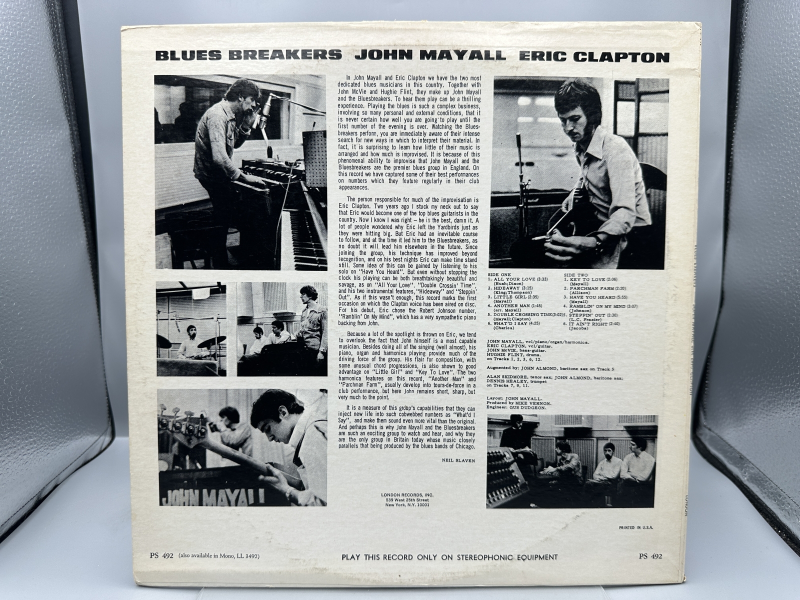 London Records John Mayall with Eric Clapton Blues Breakers Vinyl Album LP (1969) PS 492 - Keel Mfg. Corp. pressing