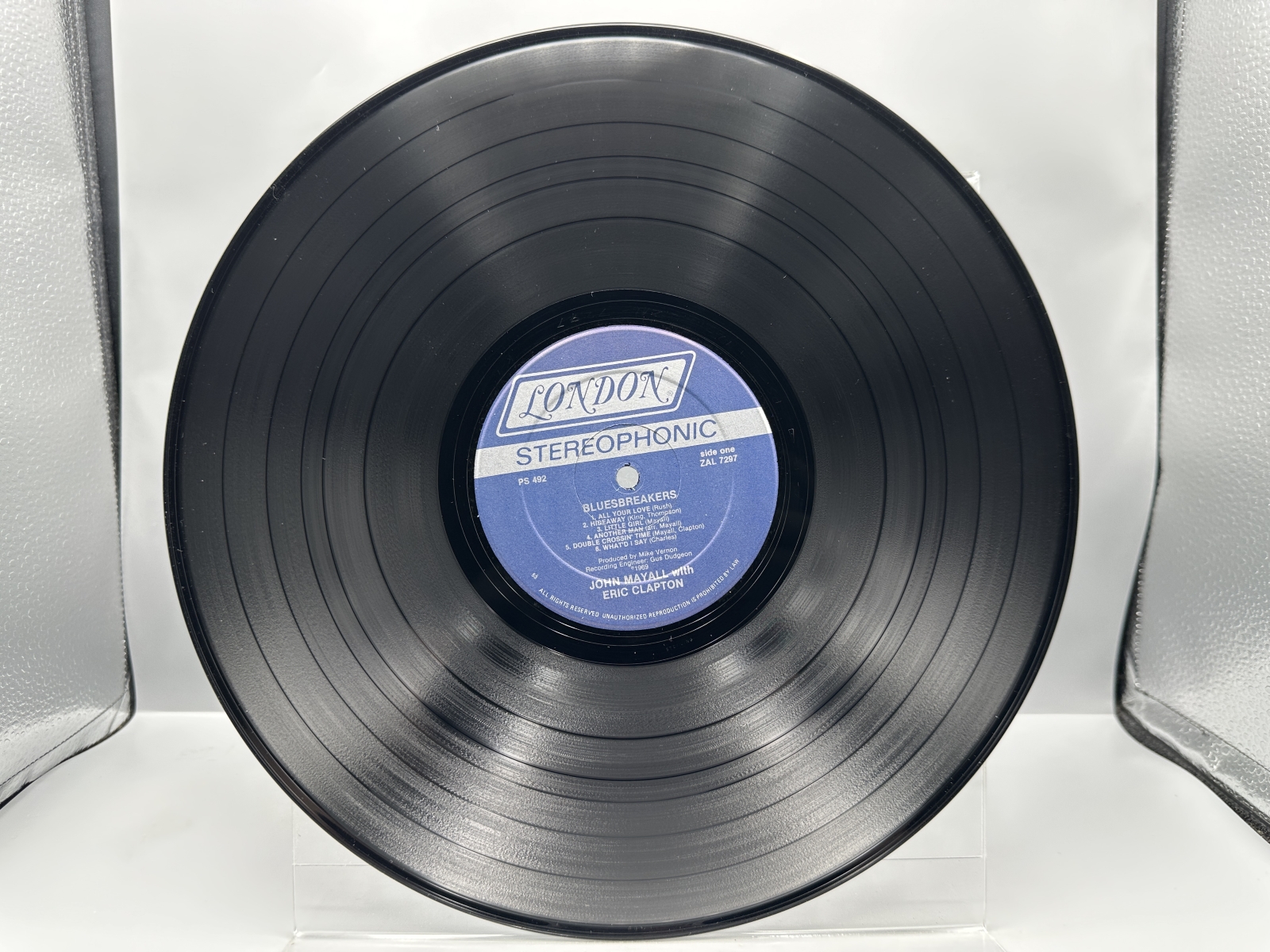 London Records John Mayall with Eric Clapton Blues Breakers Vinyl Album LP (1969) PS 492 - Keel Mfg. Corp. pressing