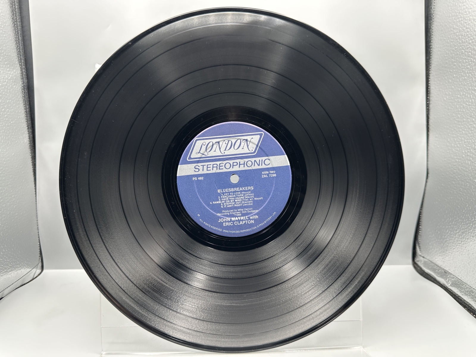 London Records John Mayall with Eric Clapton Blues Breakers Vinyl Album LP (1969) PS 492 - Keel Mfg. Corp. pressing